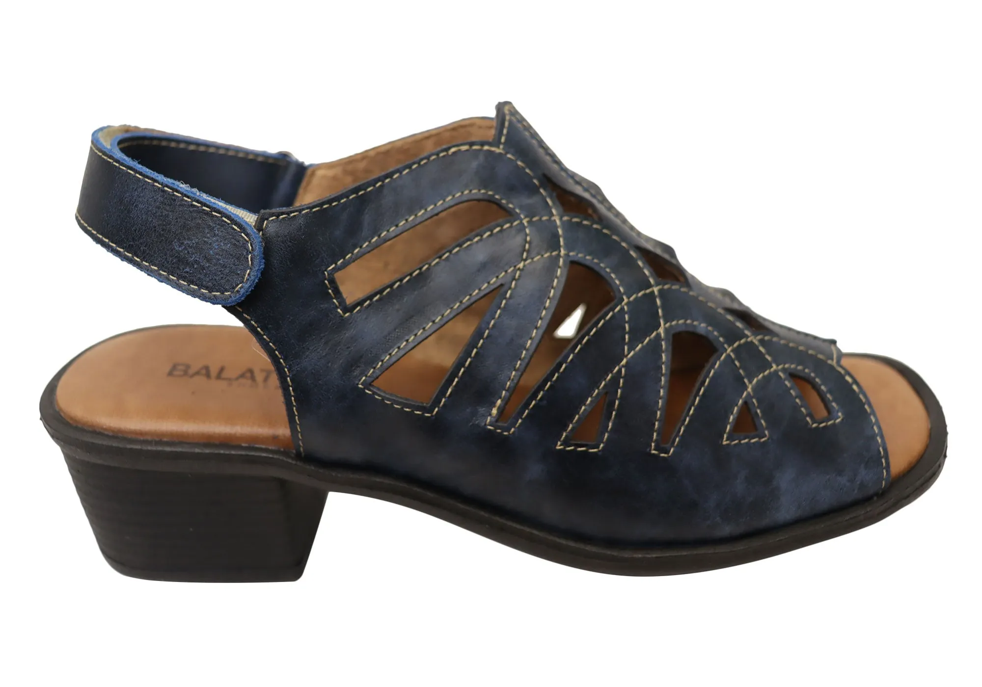 Balatore Cello Damen Bequeme Sandaletten mit Brasilianischem Leder und Niedrigem Absatz Balatore Schuhe