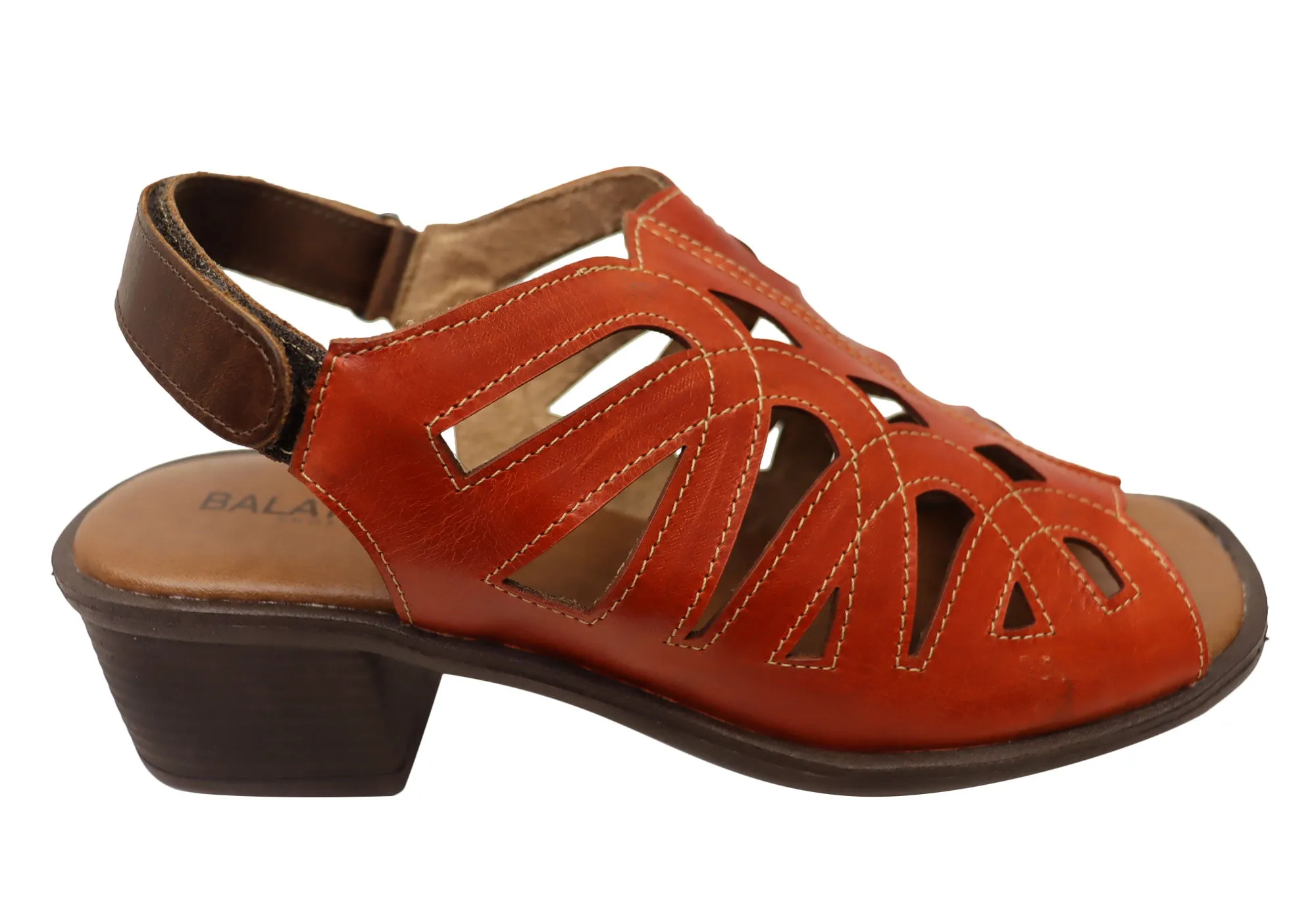 Balatore Cello Damen Bequeme Sandaletten mit Brasilianischem Leder und Niedrigem Absatz Balatore Schuhe