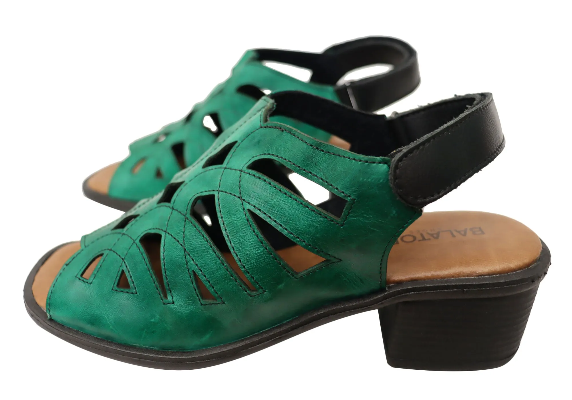 Balatore Cello Damen Bequeme Sandaletten mit Brasilianischem Leder und Niedrigem Absatz Balatore Schuhe