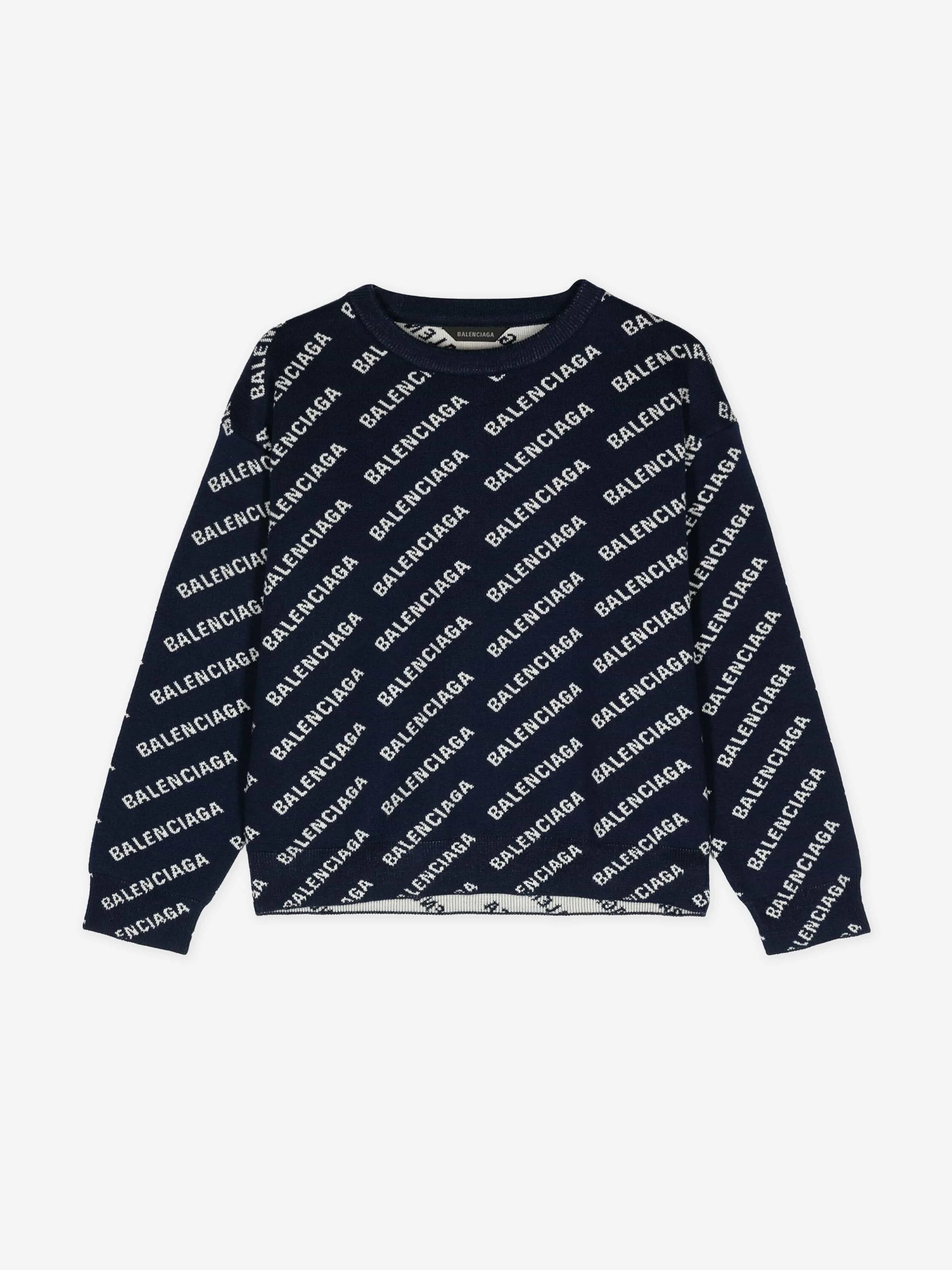 Balenciaga Kids Sweatshirt mit All-Over-Logo in Marineblau