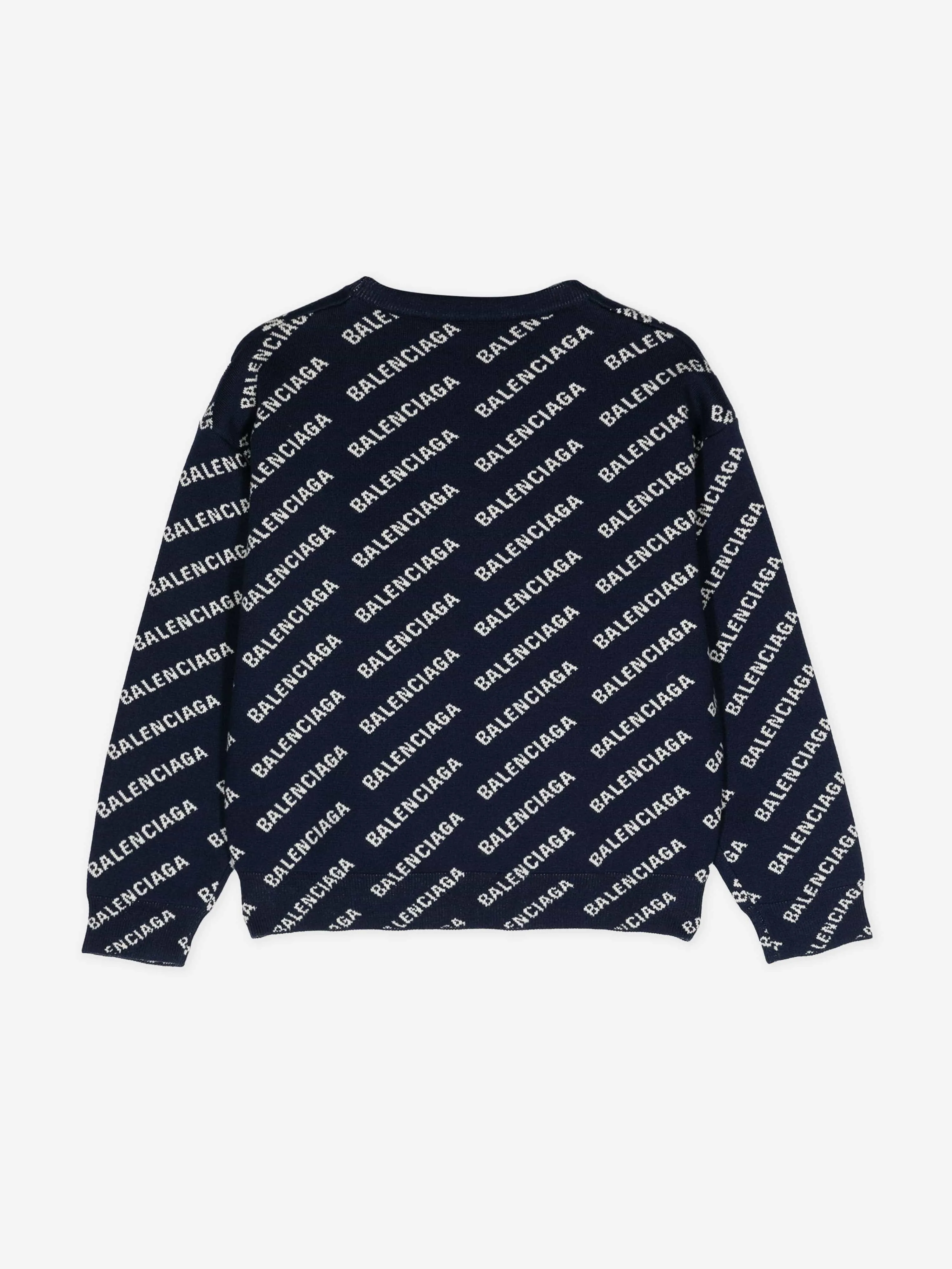 Balenciaga Kids Sweatshirt mit All-Over-Logo in Marineblau