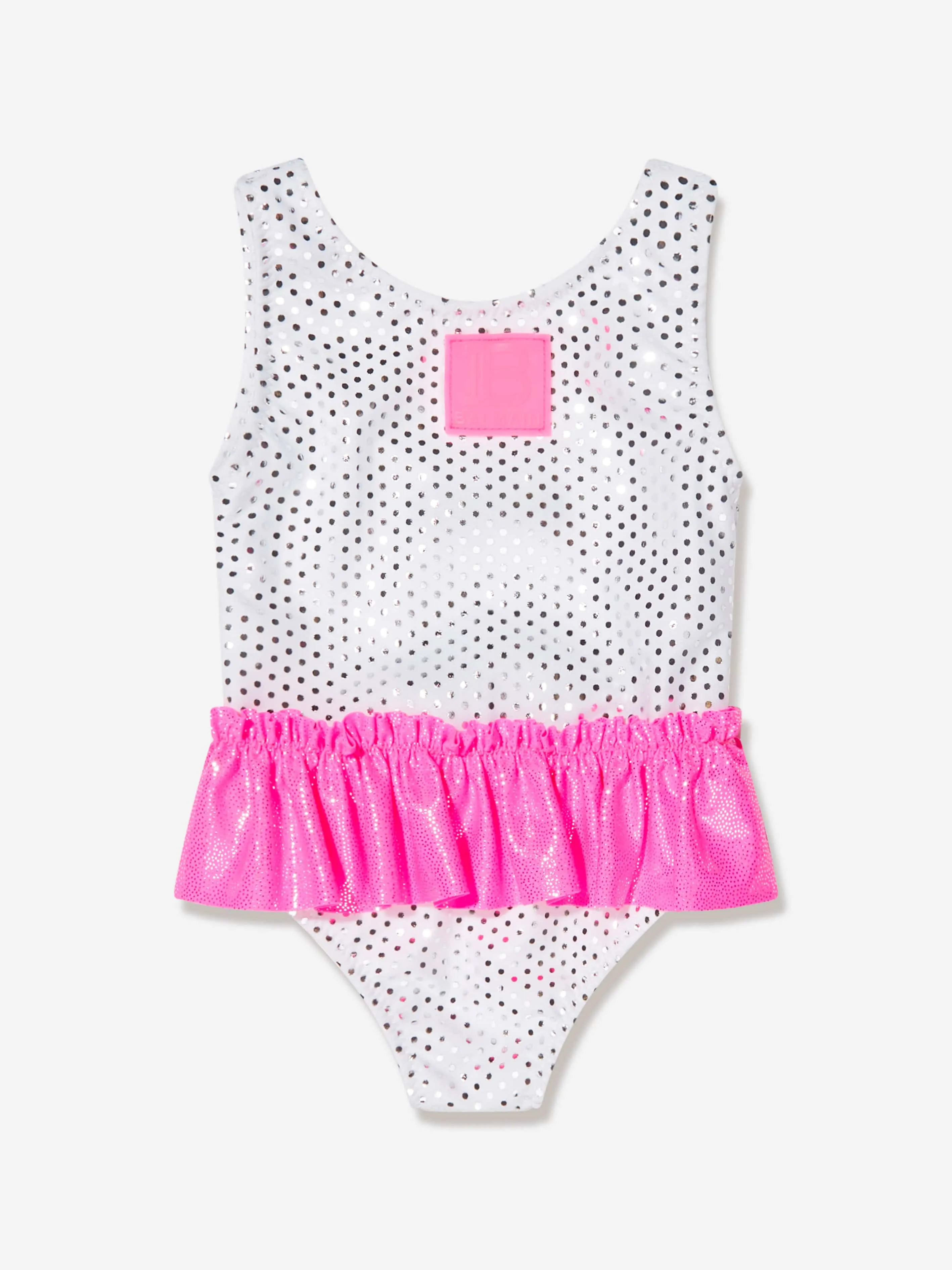 Balmain Baby Mädchen Logo Rüschen Badeanzug in Weiß