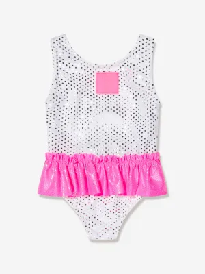 Balmain Baby Mädchen Logo Rüschen Badeanzug in Weiß