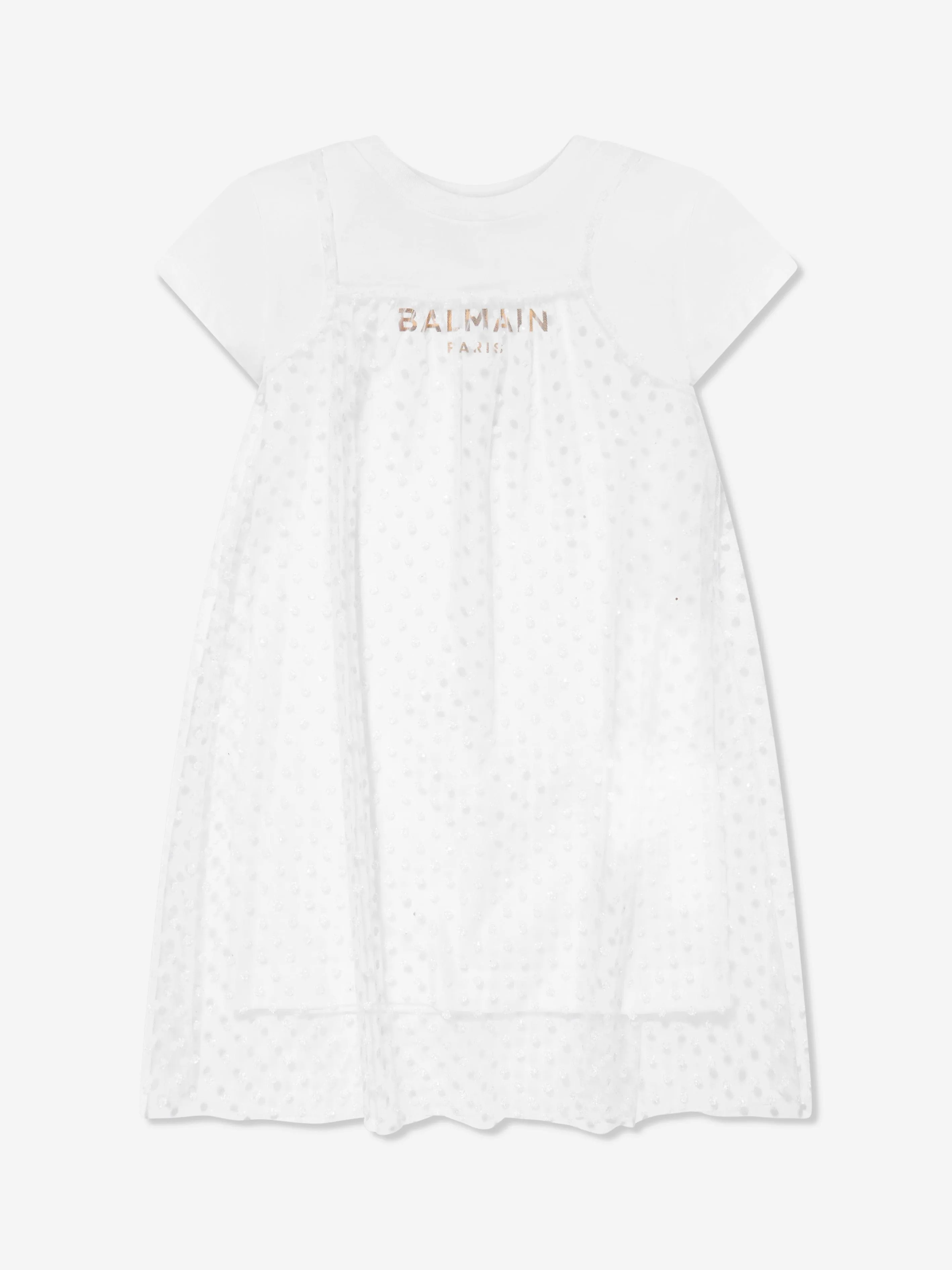 Balmain Mädchen 2 In 1 Kleid in Weiß