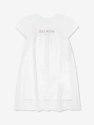 Balmain Mädchen 2 In 1 Kleid in Weiß