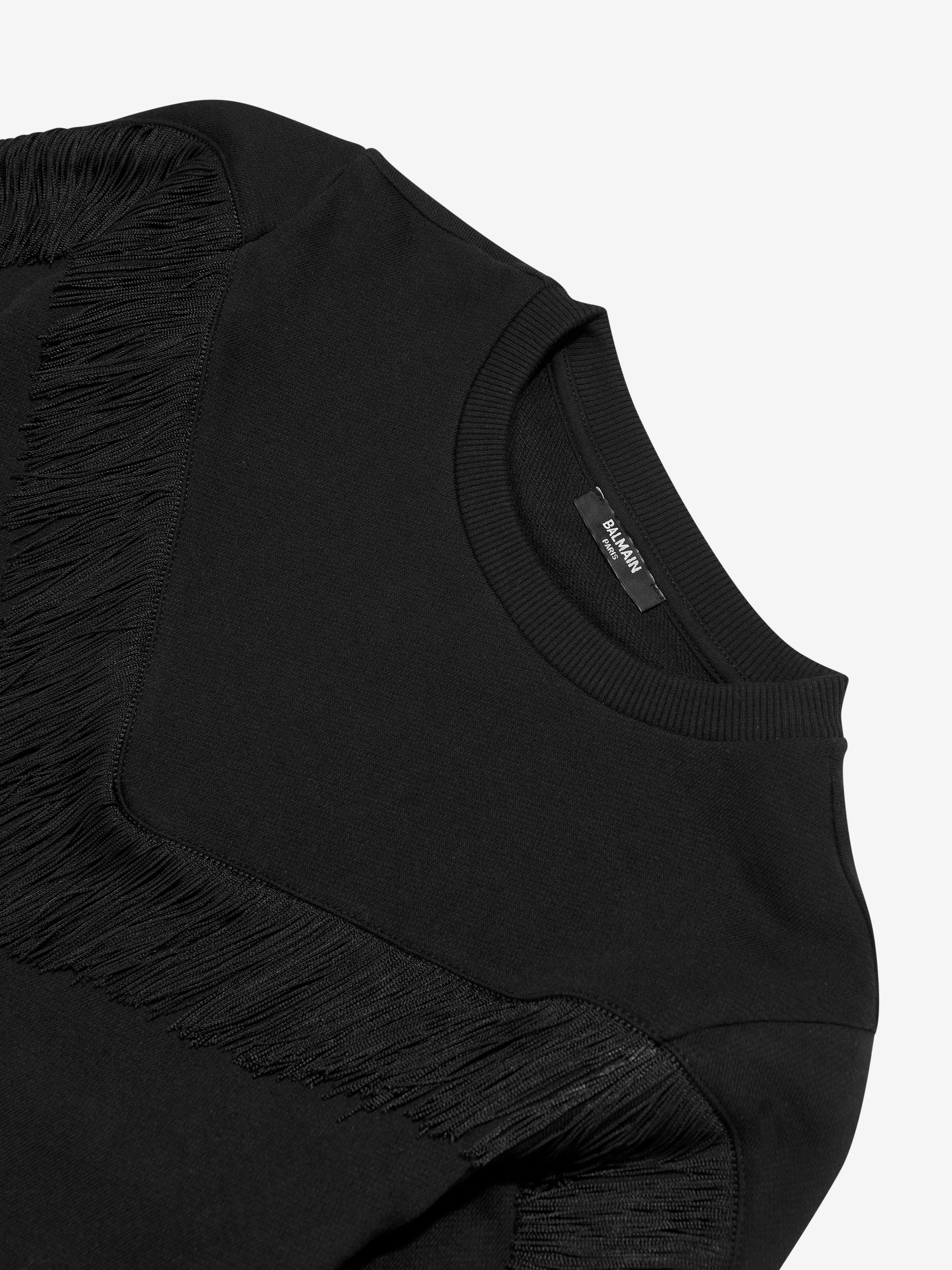 Balmain Mädchen Fransen-Sweatshirt in Schwarz