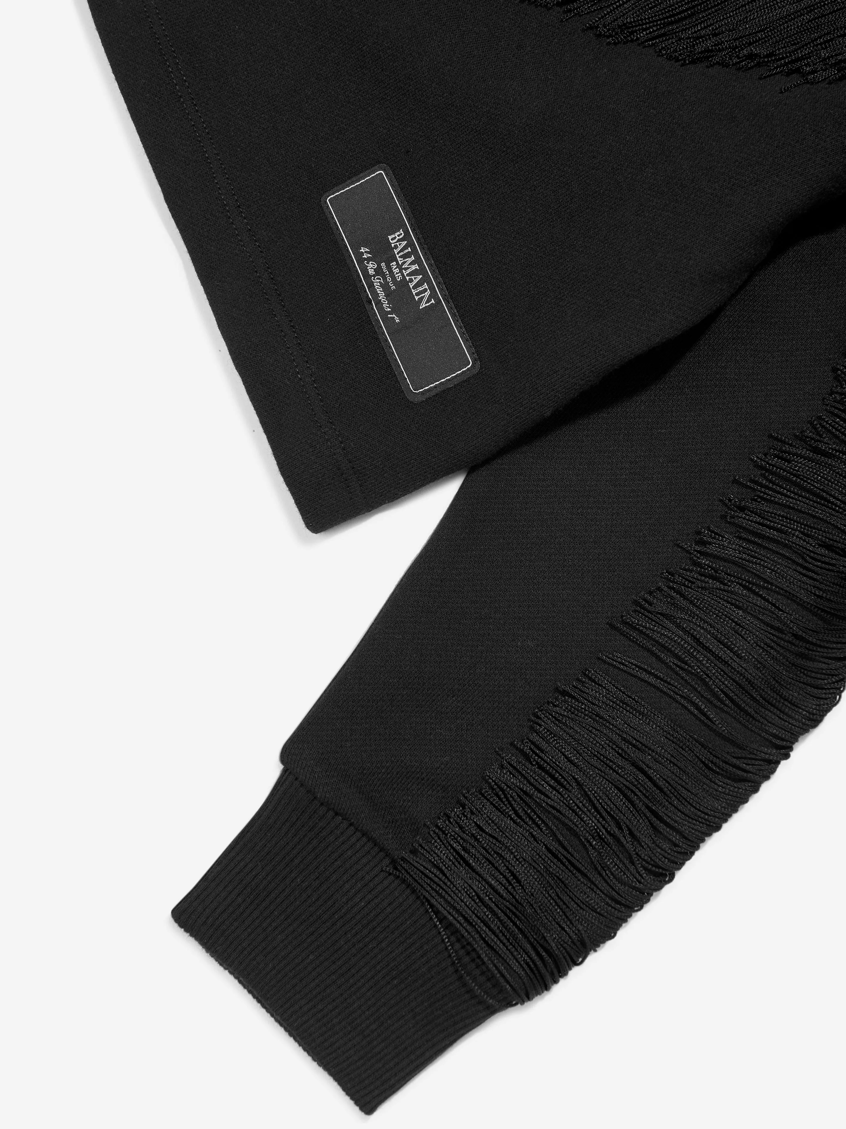 Balmain Mädchen Fransen-Sweatshirt in Schwarz