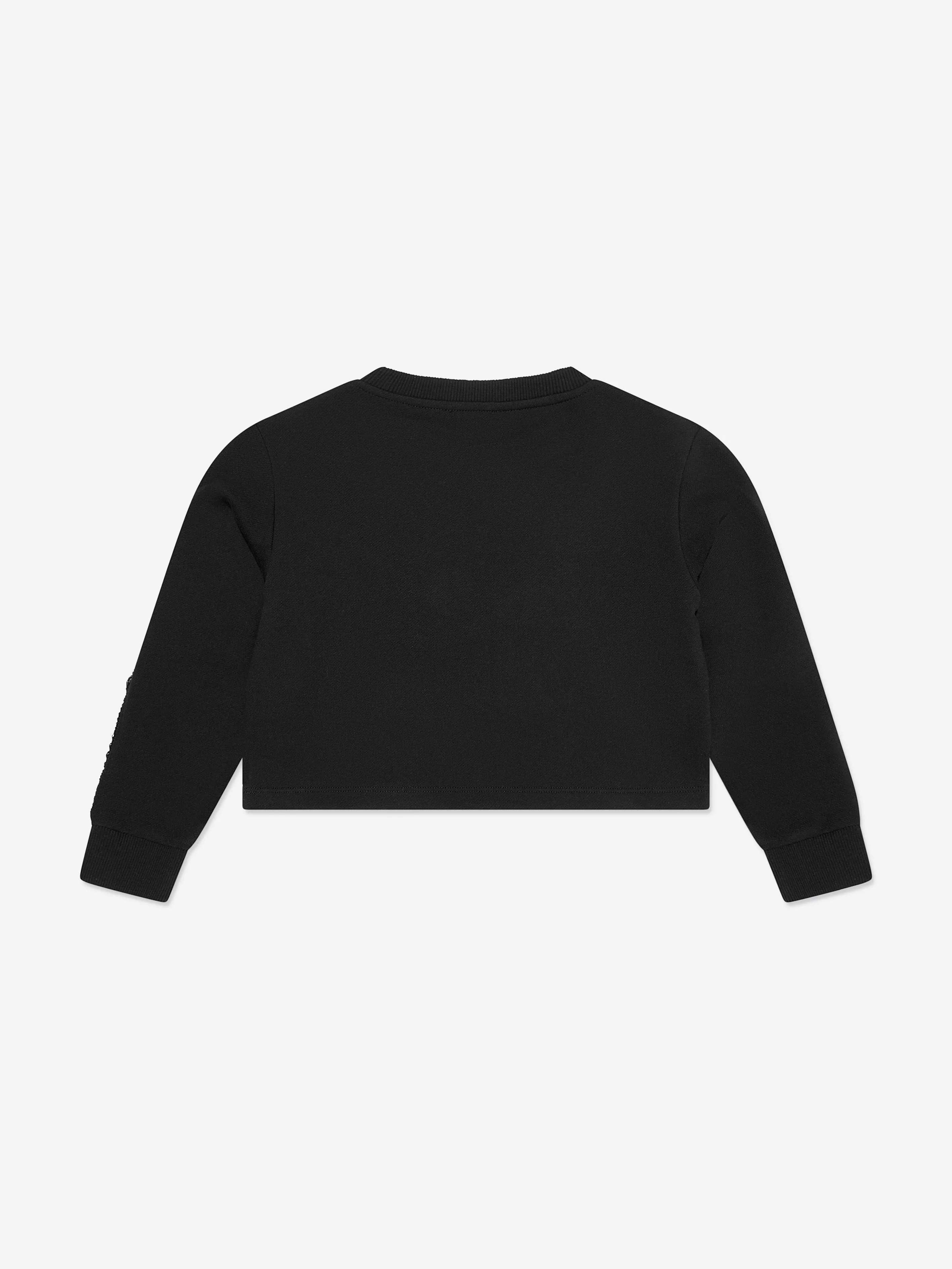 Balmain Mädchen Fransen-Sweatshirt in Schwarz