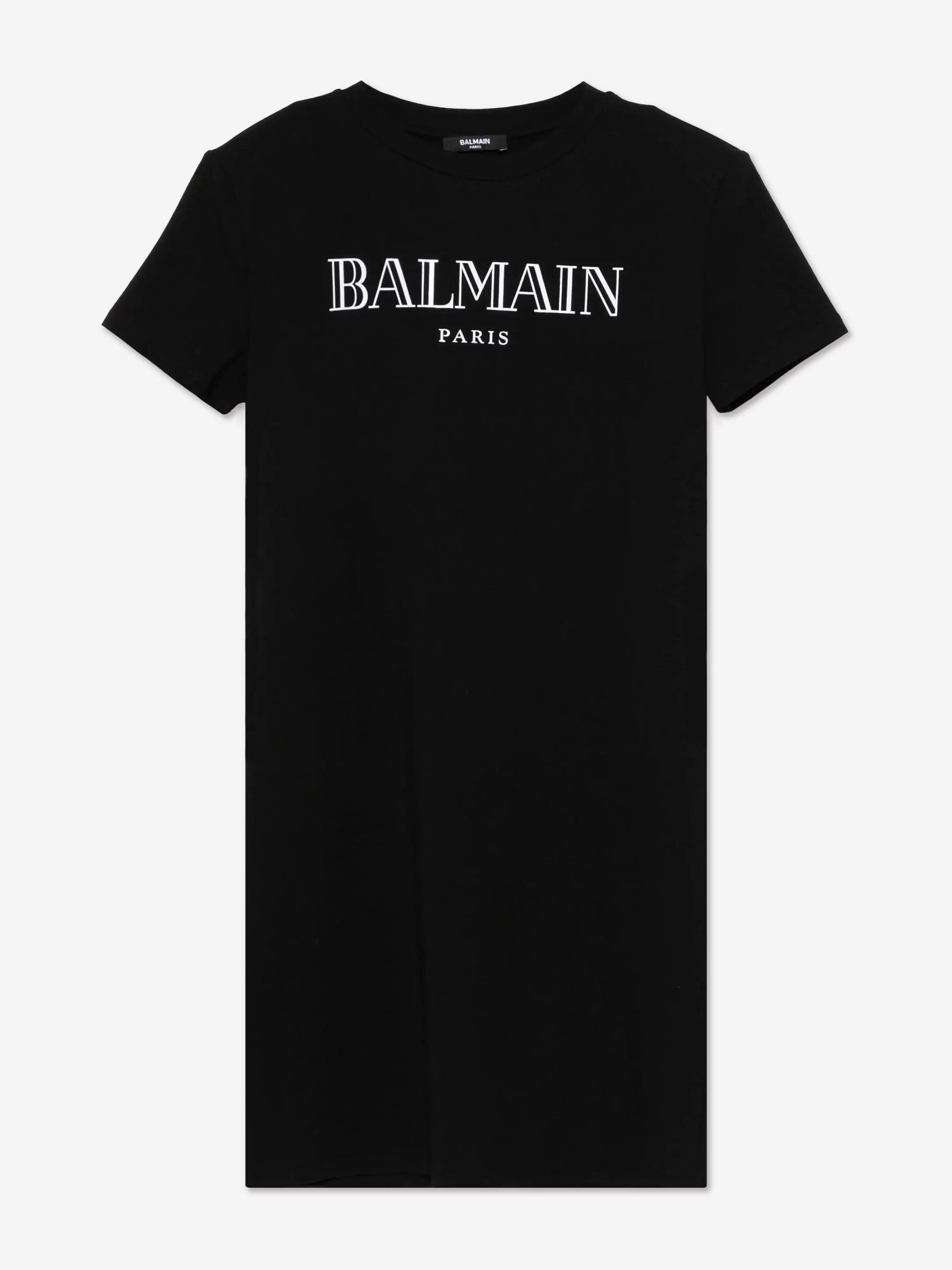 Balmain Mädchen Logo Jersey Kleid in Schwarz