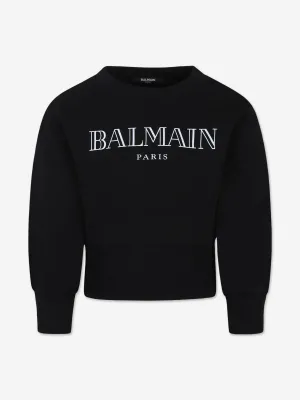 Balmain Mädchen Logo Sweatshirt in Schwarz