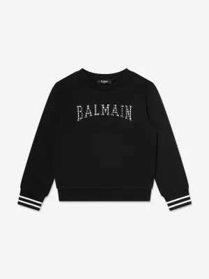 Balmain Mädchen Logo Sweatshirt in Schwarz