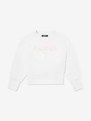 Balmain Mädchen Logo Sweatshirt in Weiß