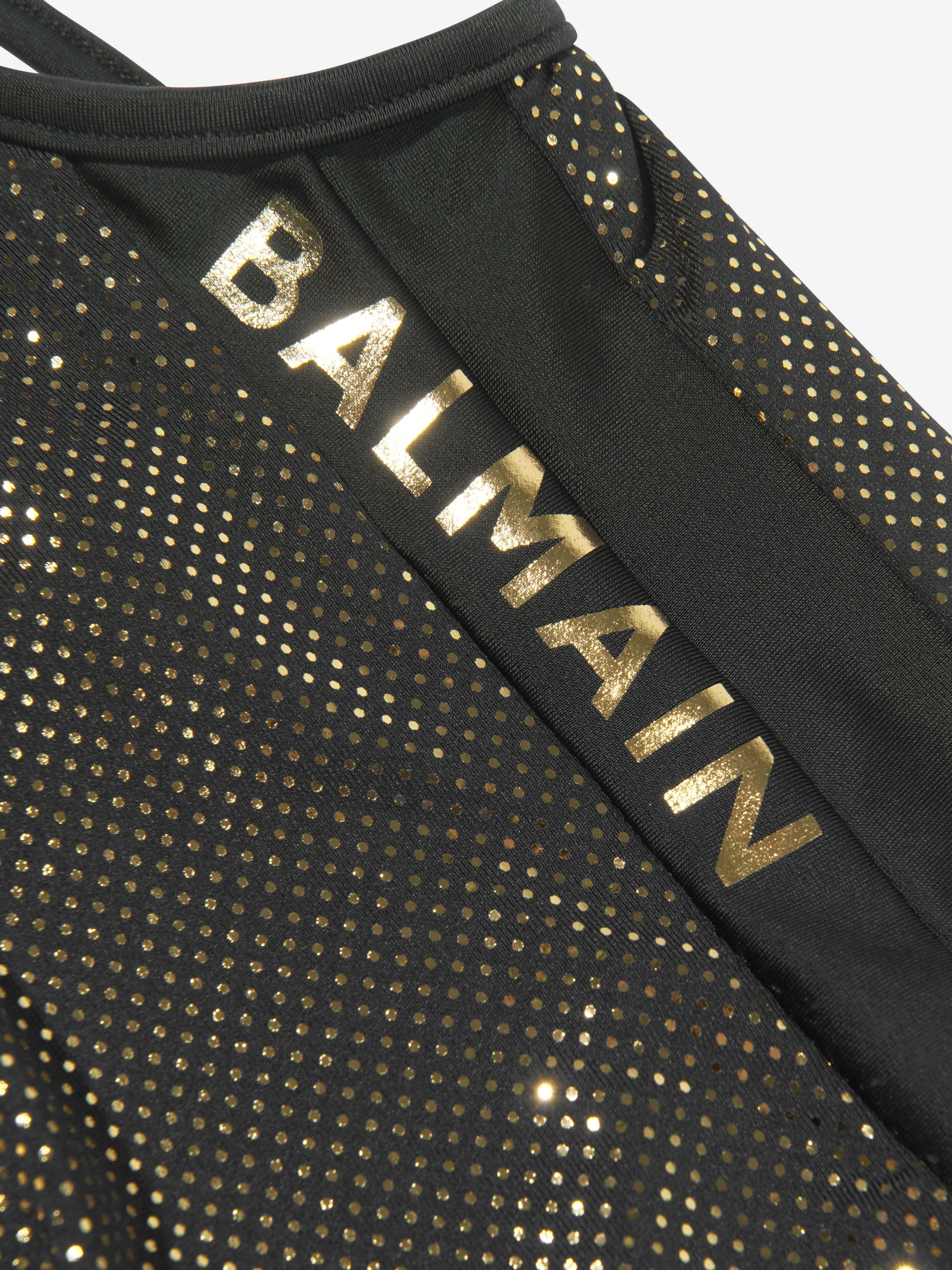 Balmain Mädchen Logo Badeanzug in Schwarz