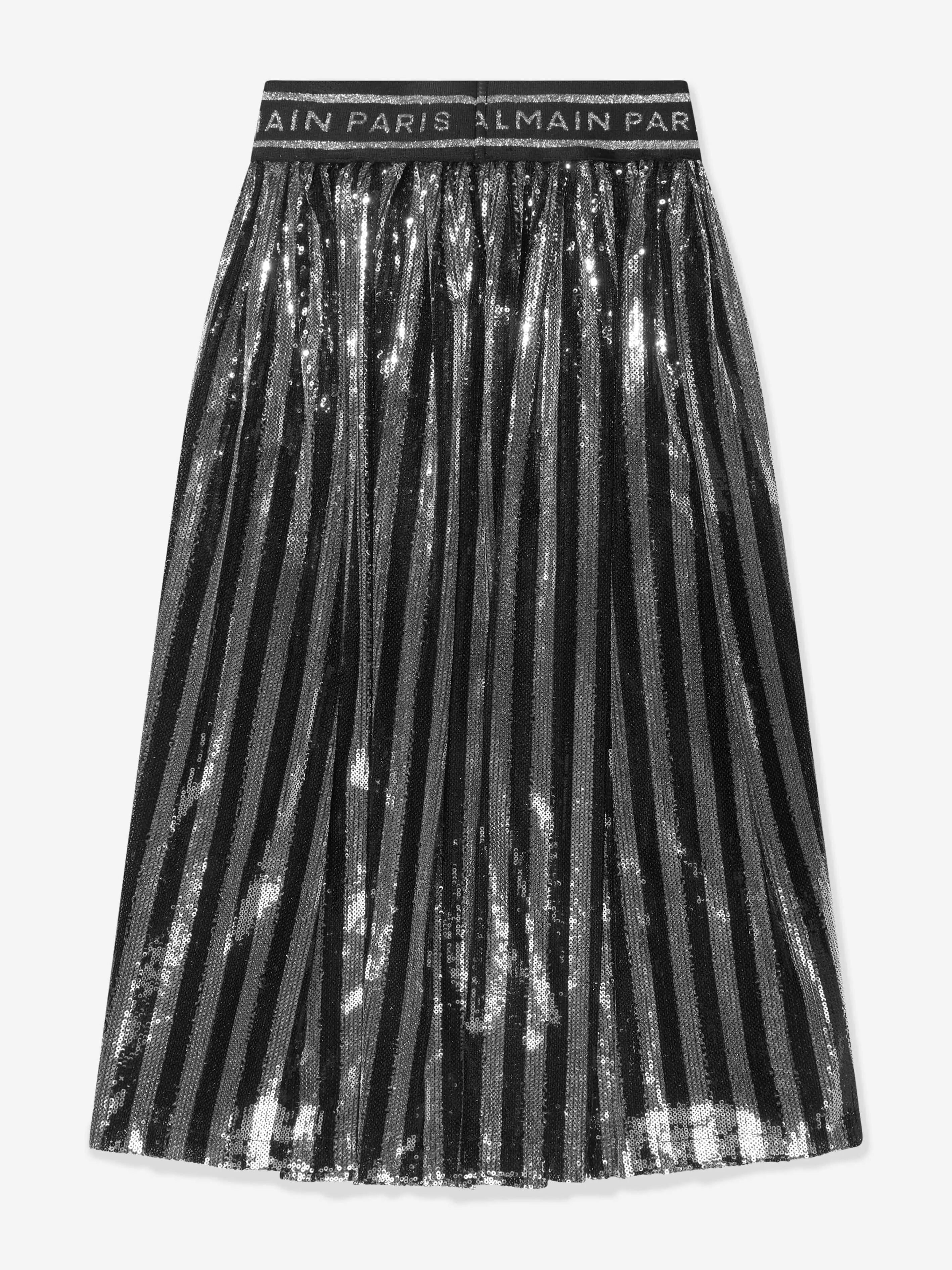 Balmain Mädchen Plisseerock in Silber