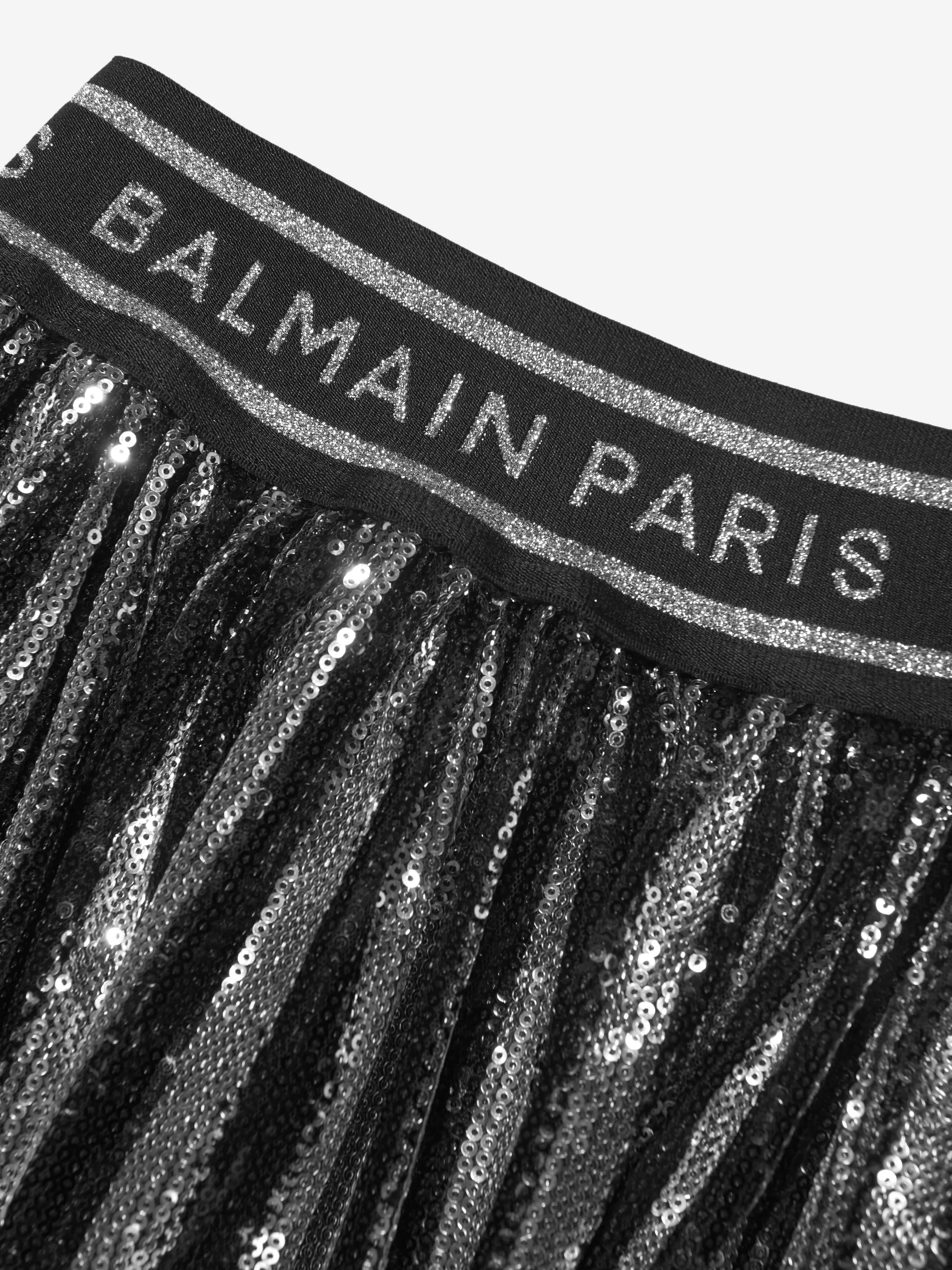 Balmain Mädchen Plisseerock in Silber