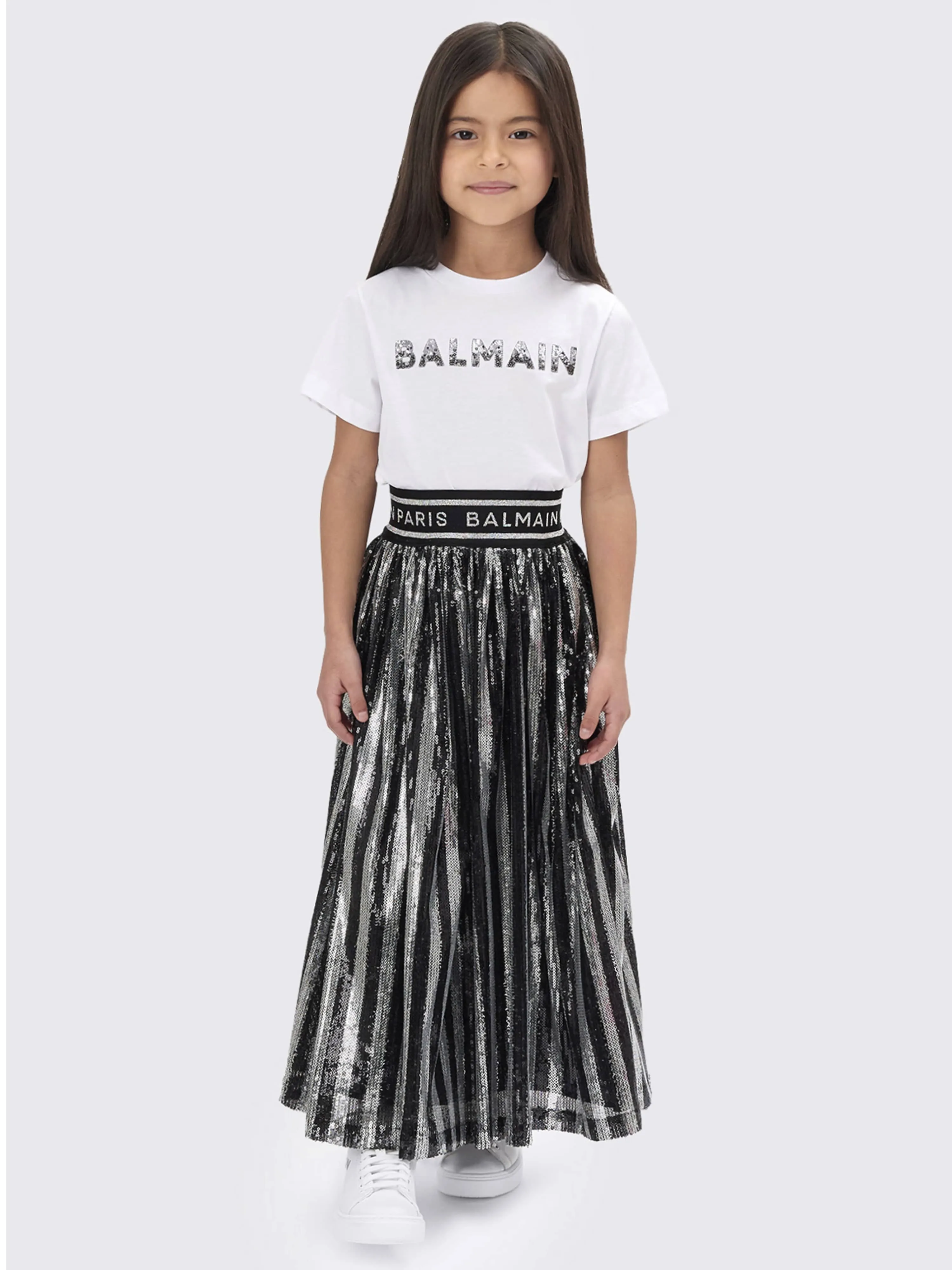 Balmain Mädchen Plisseerock in Silber