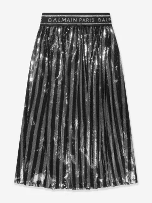Balmain Mädchen Plisseerock in Silber
