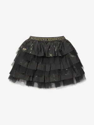 Balmain Mädchen Rüschenrock in Schwarz