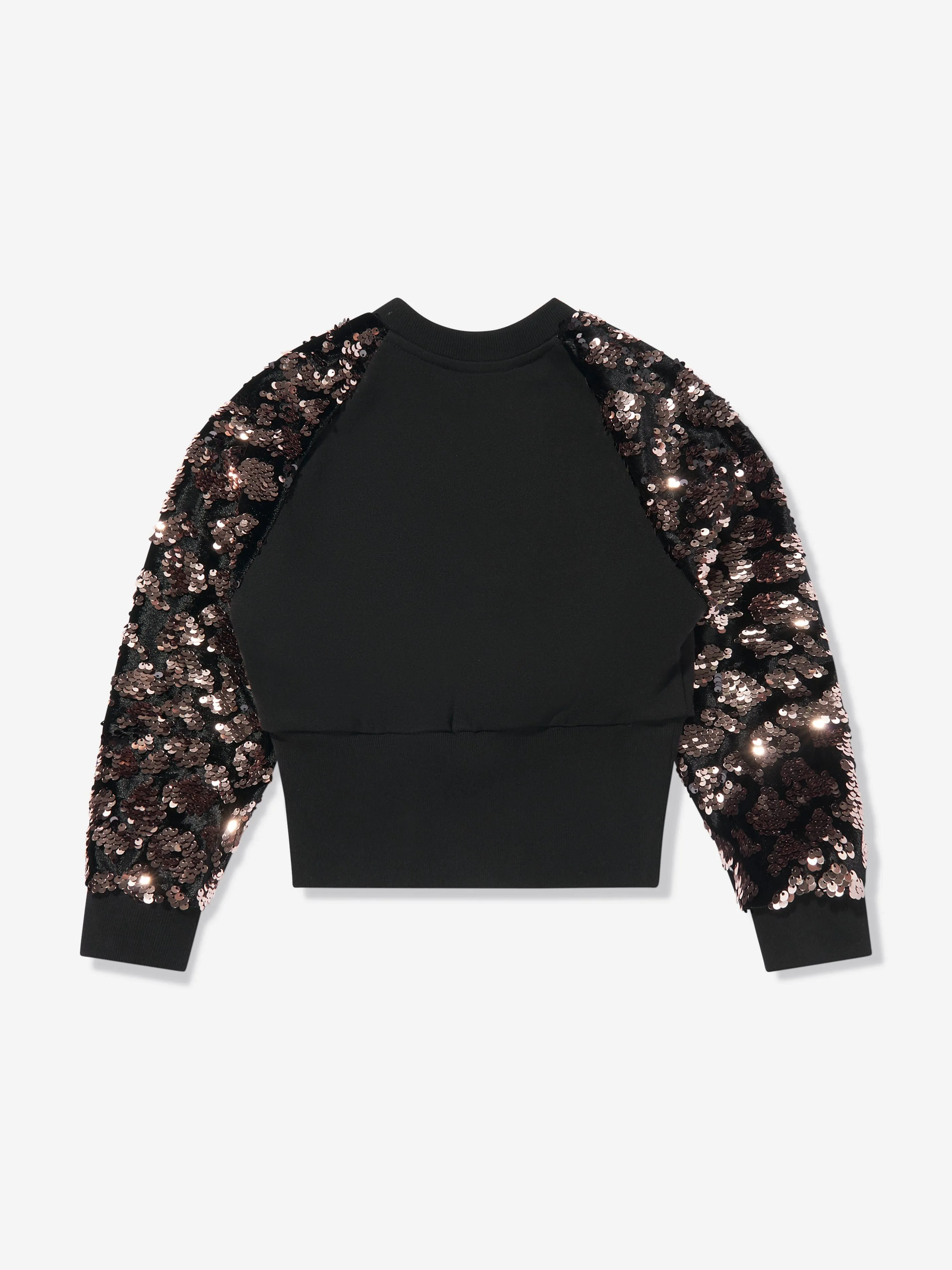 Balmain Mädchen Pailletten-Ärmel Sweatshirt in Schwarz
