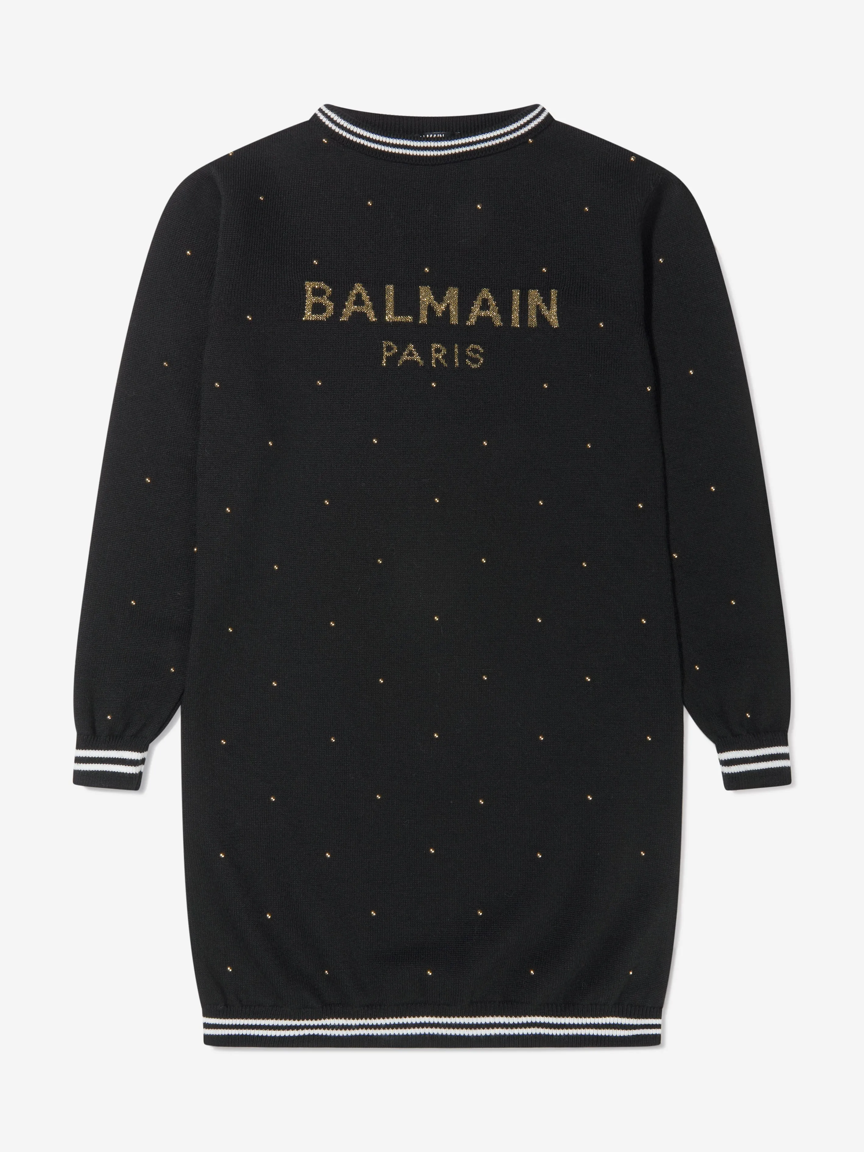 Balmain Mädchen Wollgestricktes Logo-Kleid