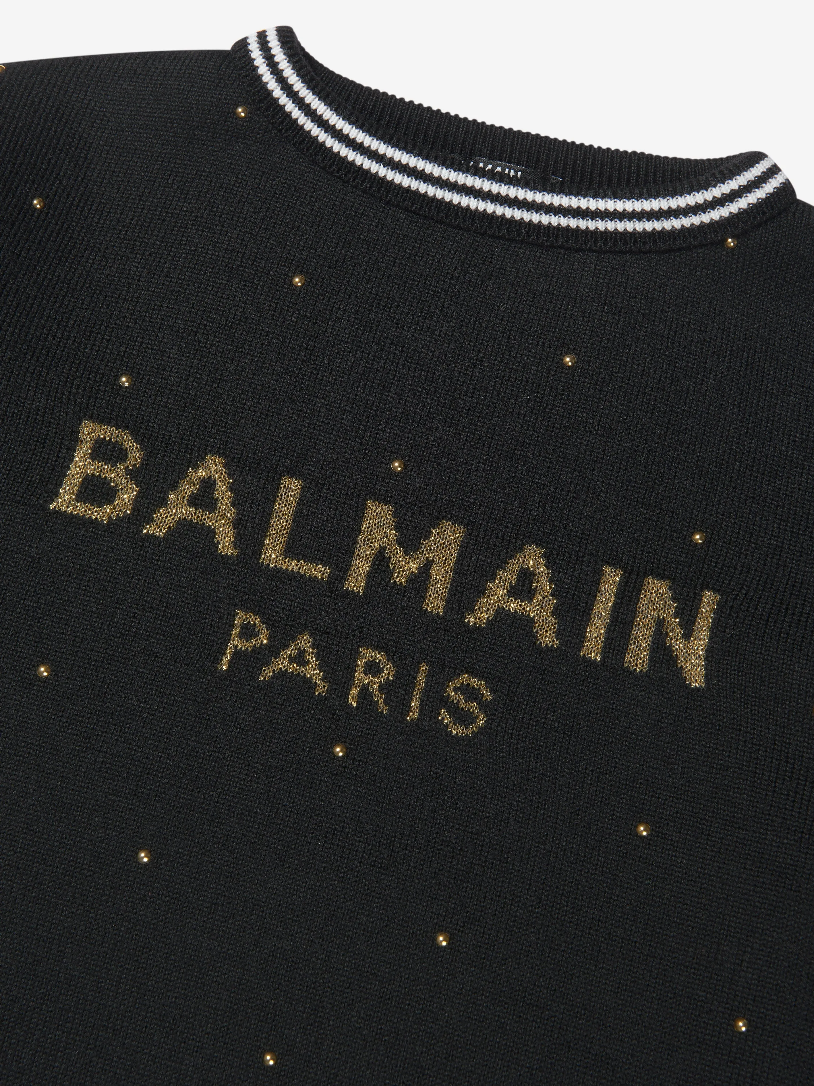 Balmain Mädchen Wollgestricktes Logo-Kleid