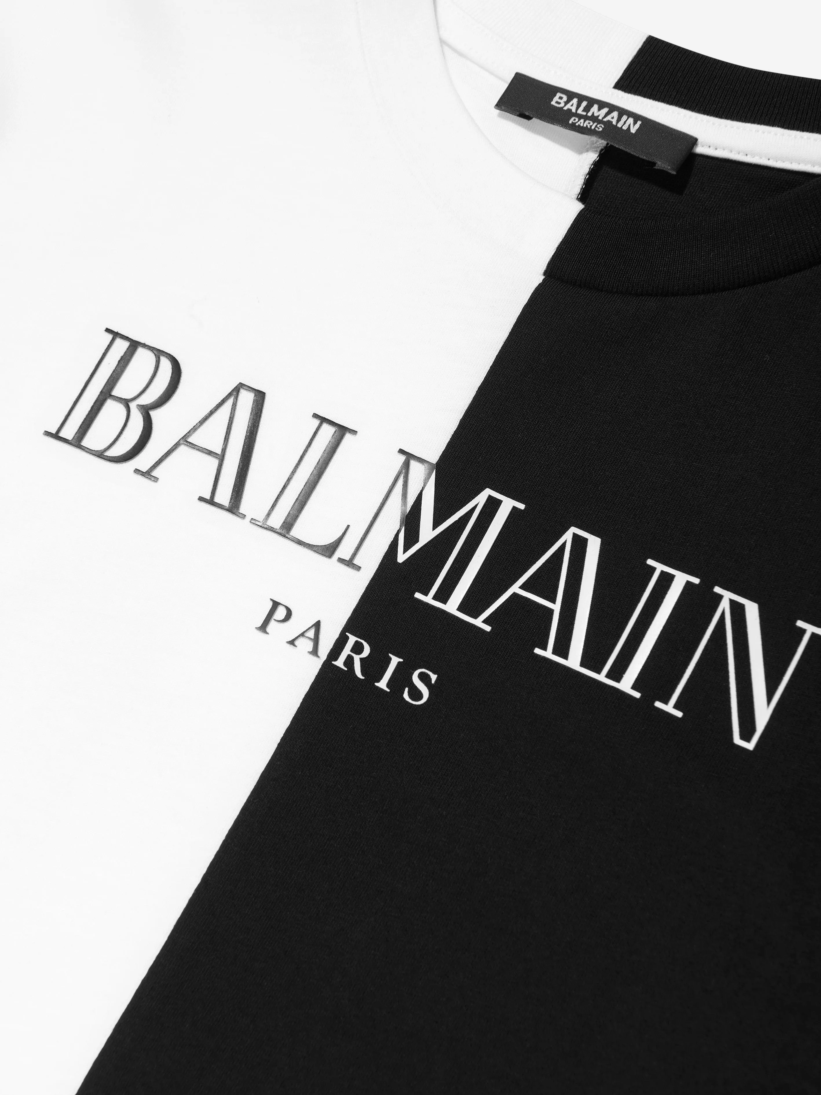 Balmain Kids Farbblock Logo T-Shirt in Weiß