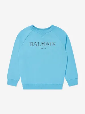 Balmain Kids Logo-Sweatshirt in Blau