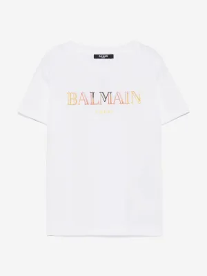 Balmain Kids Logo T-Shirt in Weiß