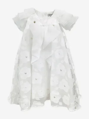 BCBG Girls Schwebendes Organza-Blumenkleid in Weiß