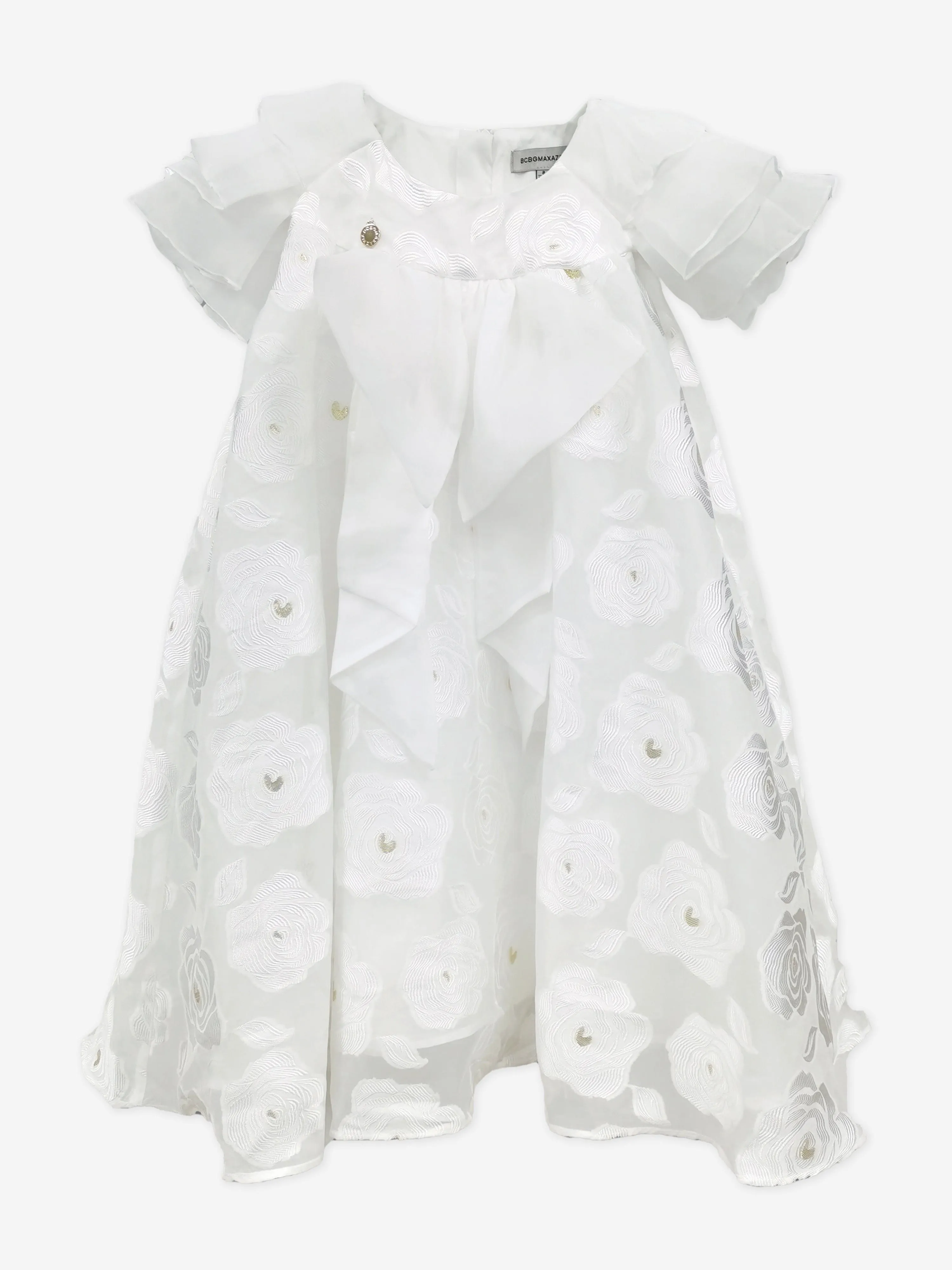 BCBG Girls Schwebendes Organza-Blumenkleid in Weiß