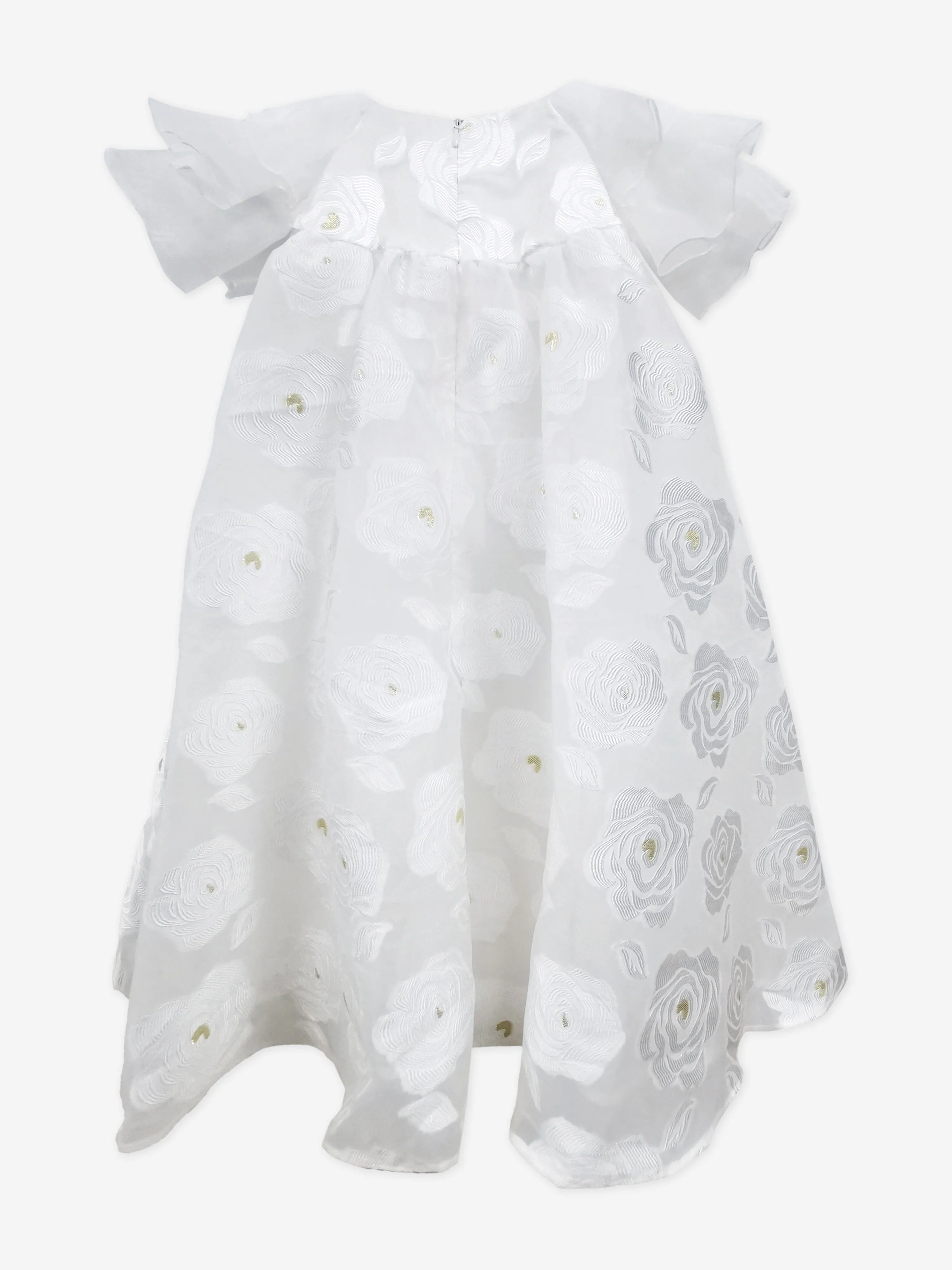 BCBG Girls Schwebendes Organza-Blumenkleid in Weiß
