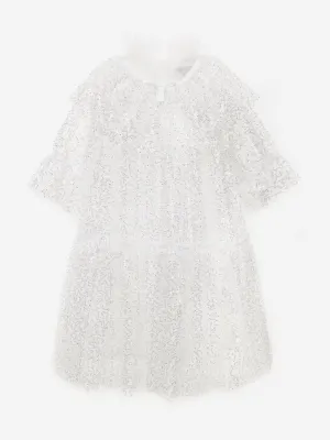 BCBG Girls Pailletten Tüllkleid in Weiß