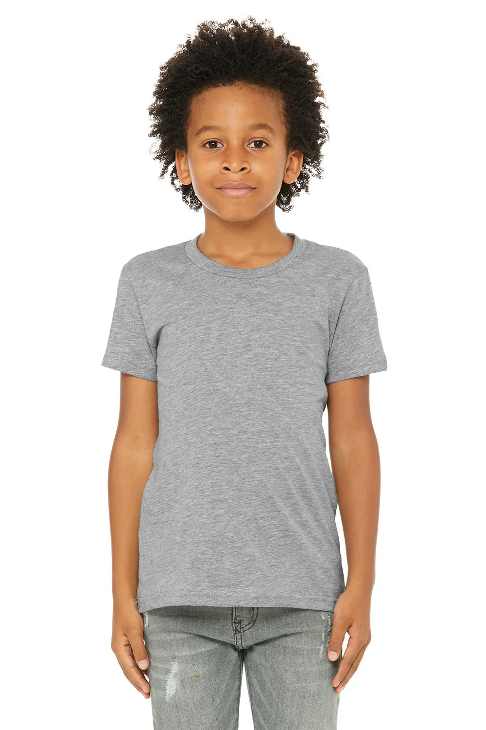 Bella   Canvas Jugend-Jersey Kurzarm Rundhals T-Shirt - Meliertes Grau