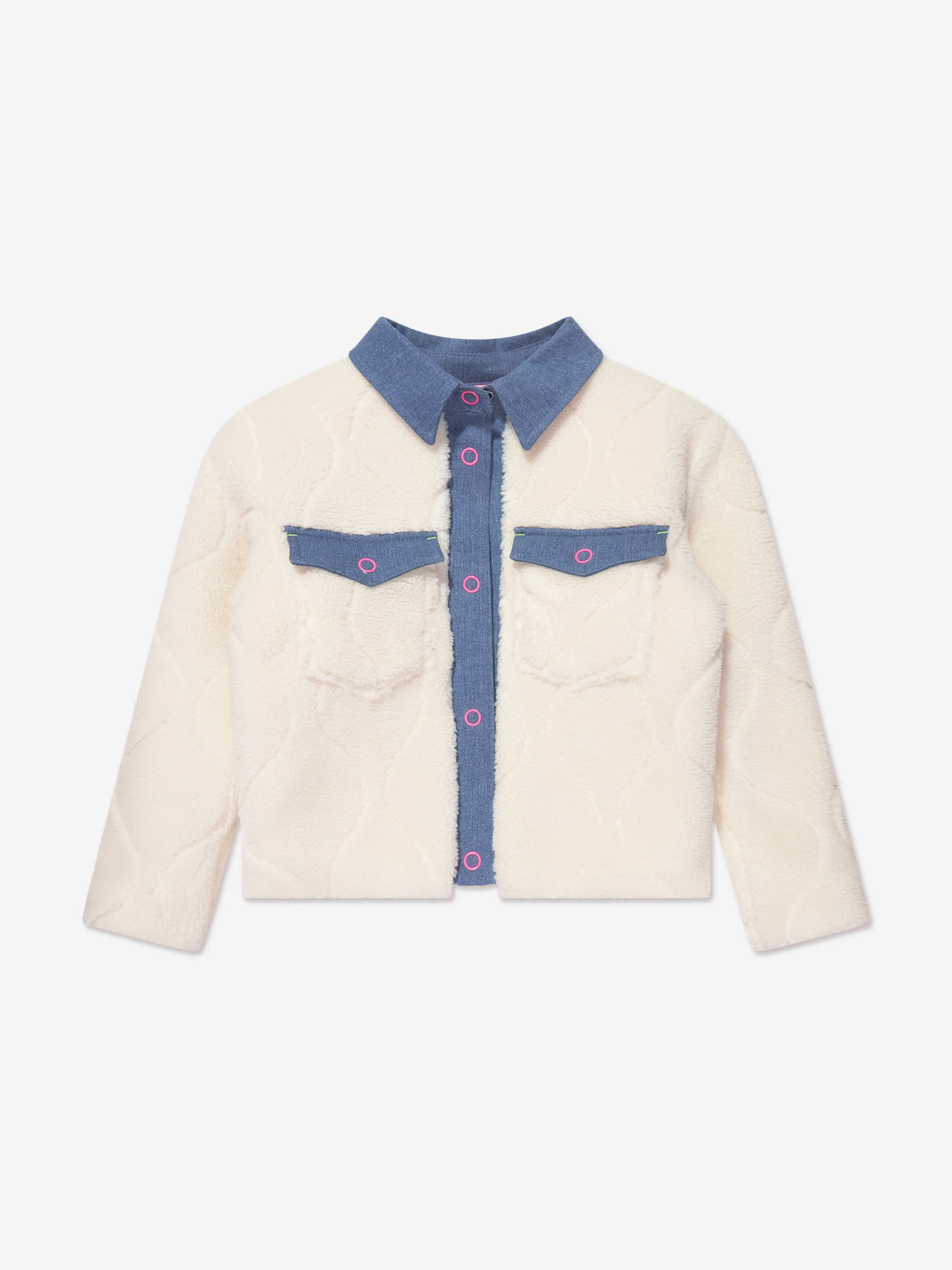 Billieblush Mädchen Kunst-Sherling Steppjacke in Elfenbein