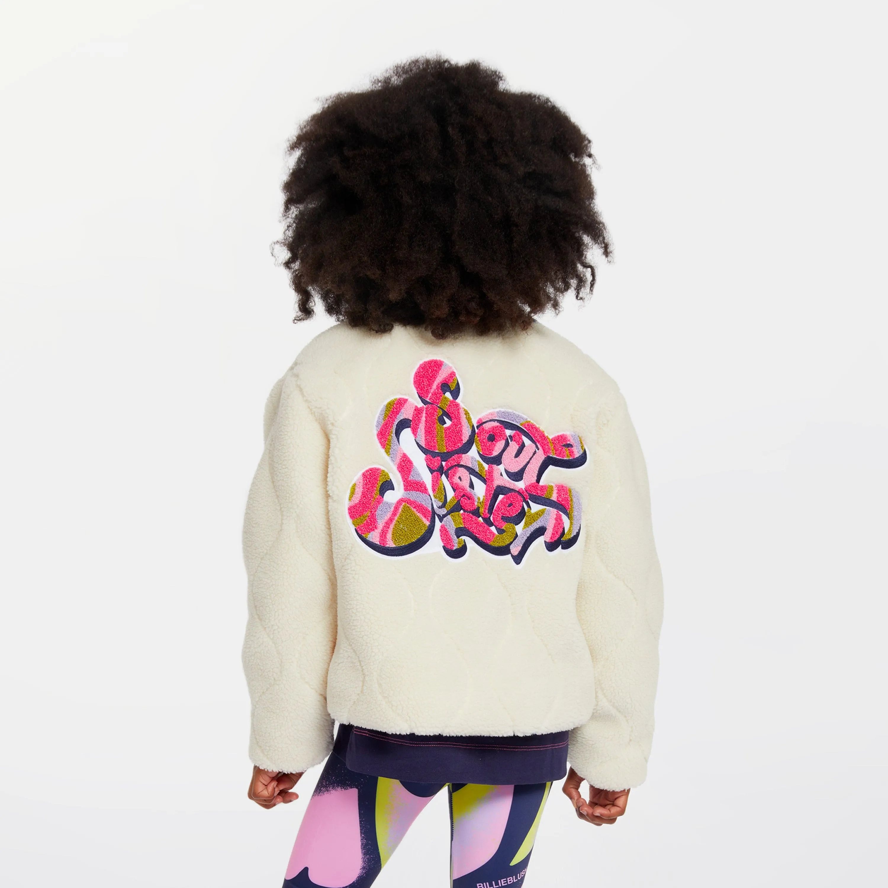 Billieblush Mädchen Kunst-Sherling Steppjacke in Elfenbein