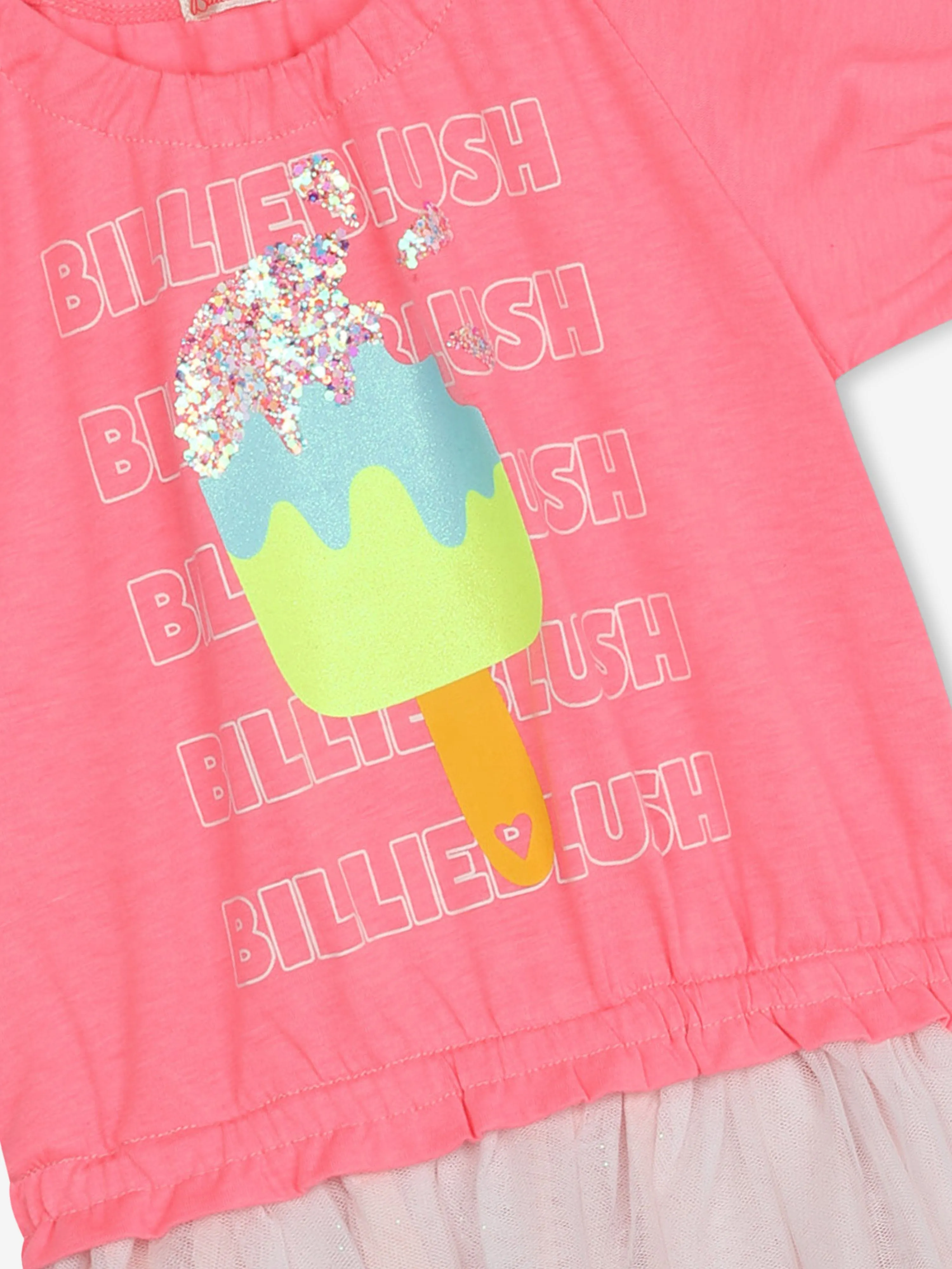 Billieblush Mädchen Jersey und Tüll Kleid in Rosa