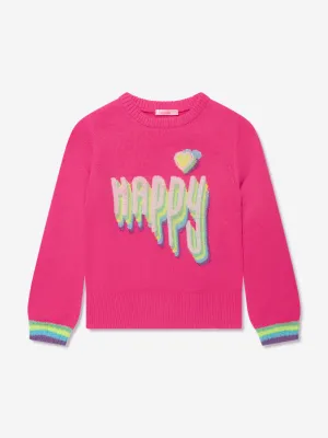Billieblush Mädchen Gestrickter Happy Pullover in Rosa