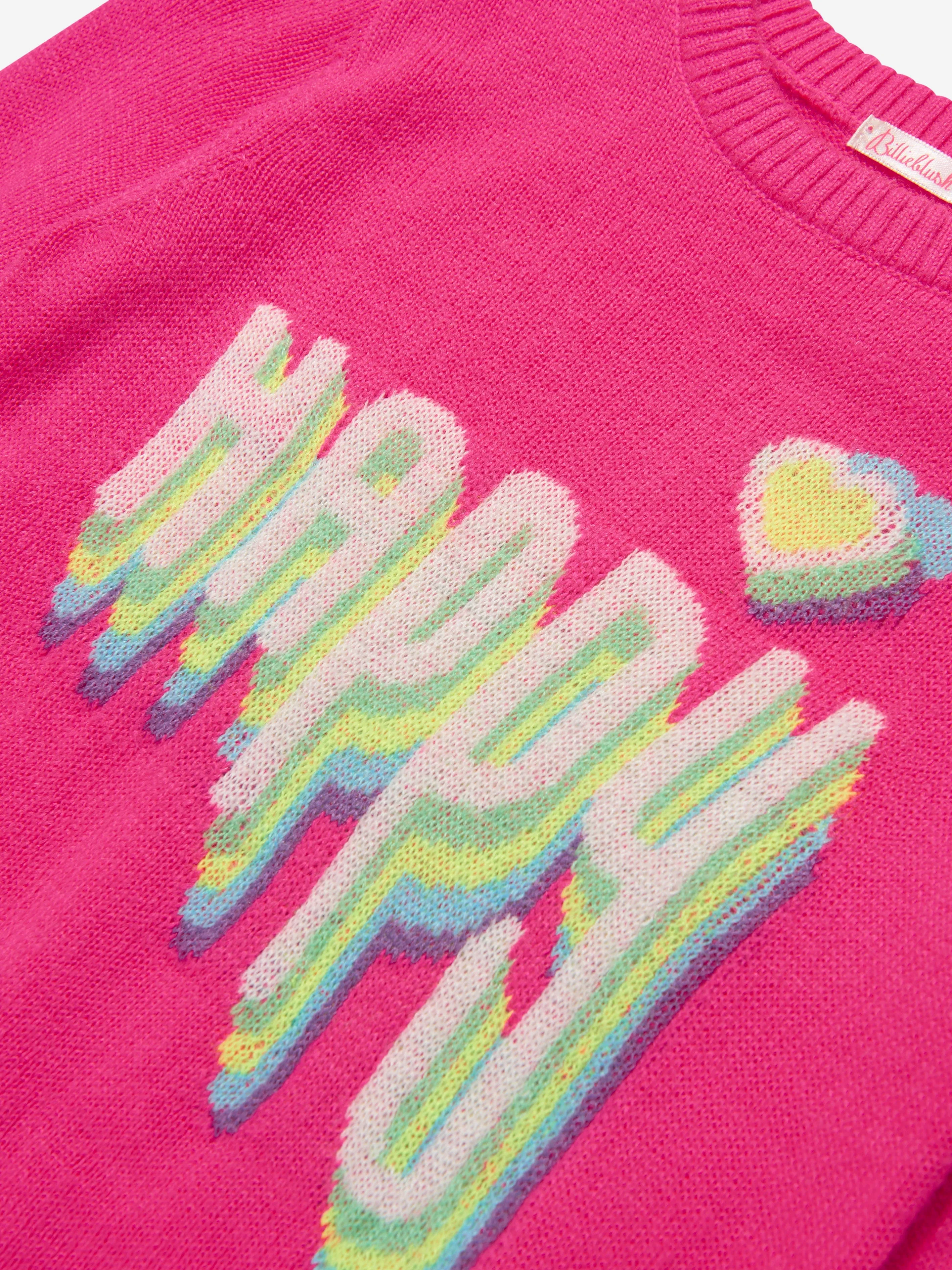 Billieblush Mädchen Gestrickter Happy Pullover in Rosa