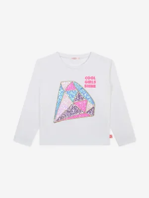 Billieblush Mädchen Langarm Diamant T-Shirt in Elfenbein