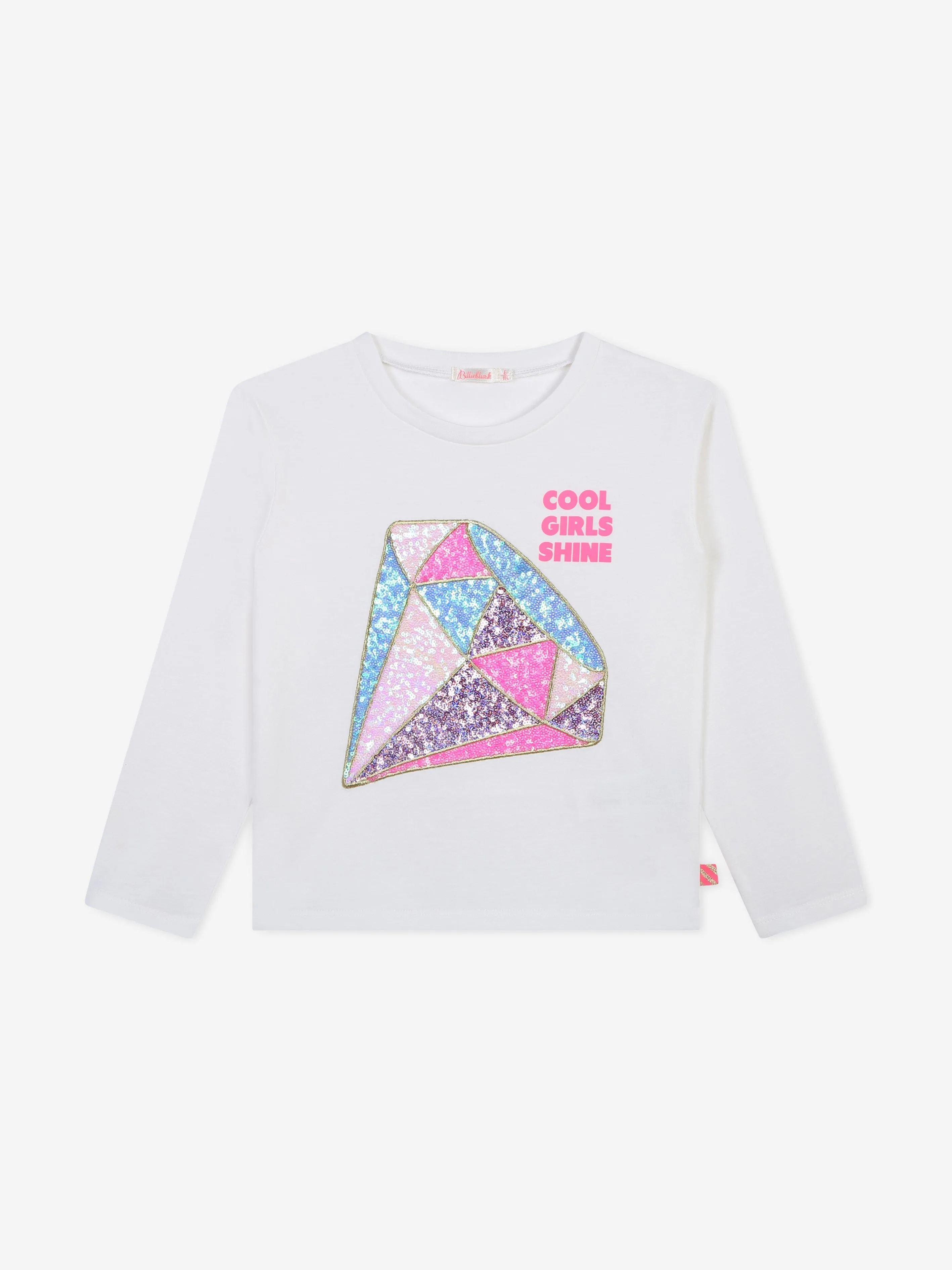 Billieblush Mädchen Langarm Diamant T-Shirt in Elfenbein