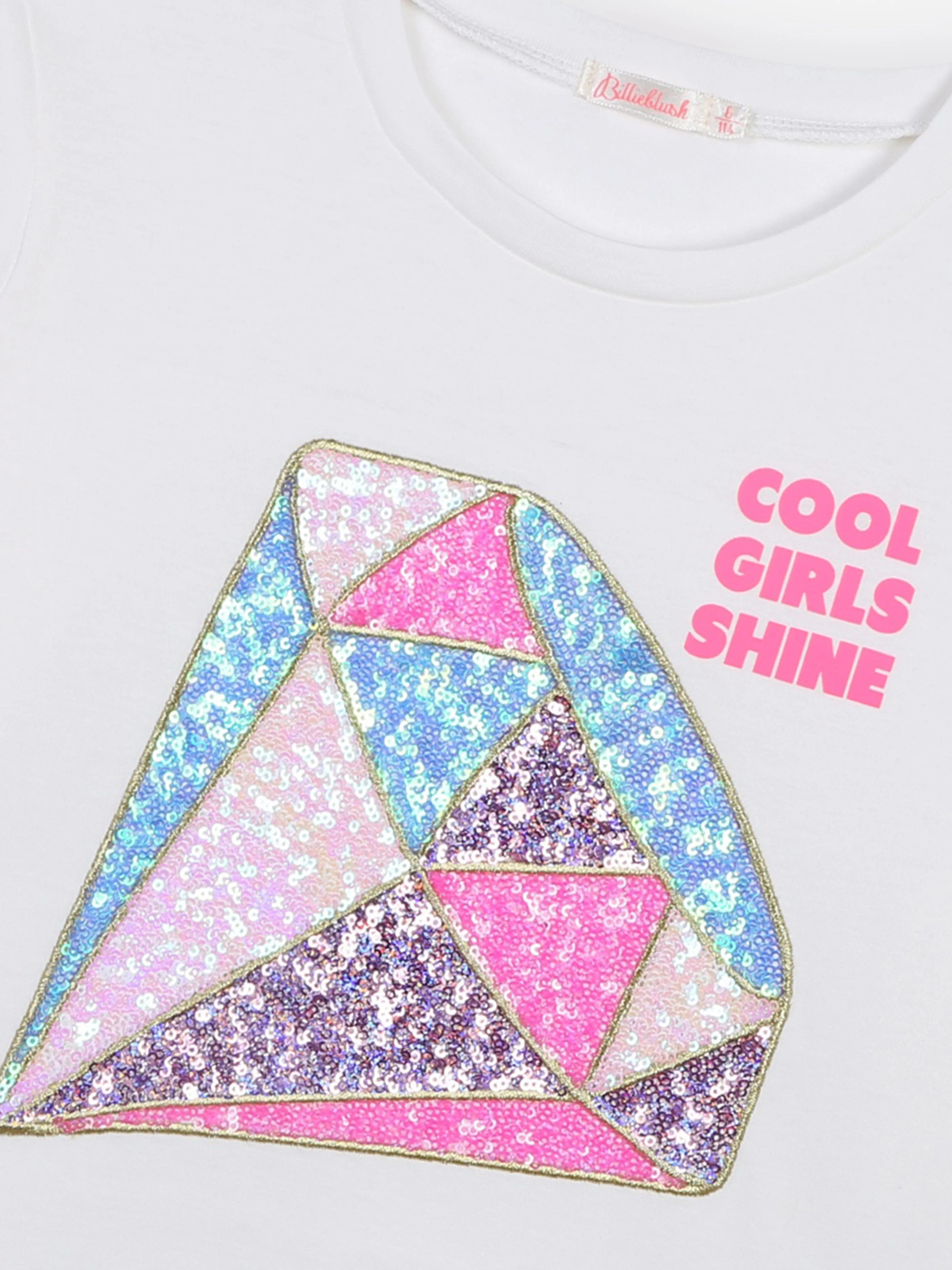 Billieblush Mädchen Langarm Diamant T-Shirt in Elfenbein