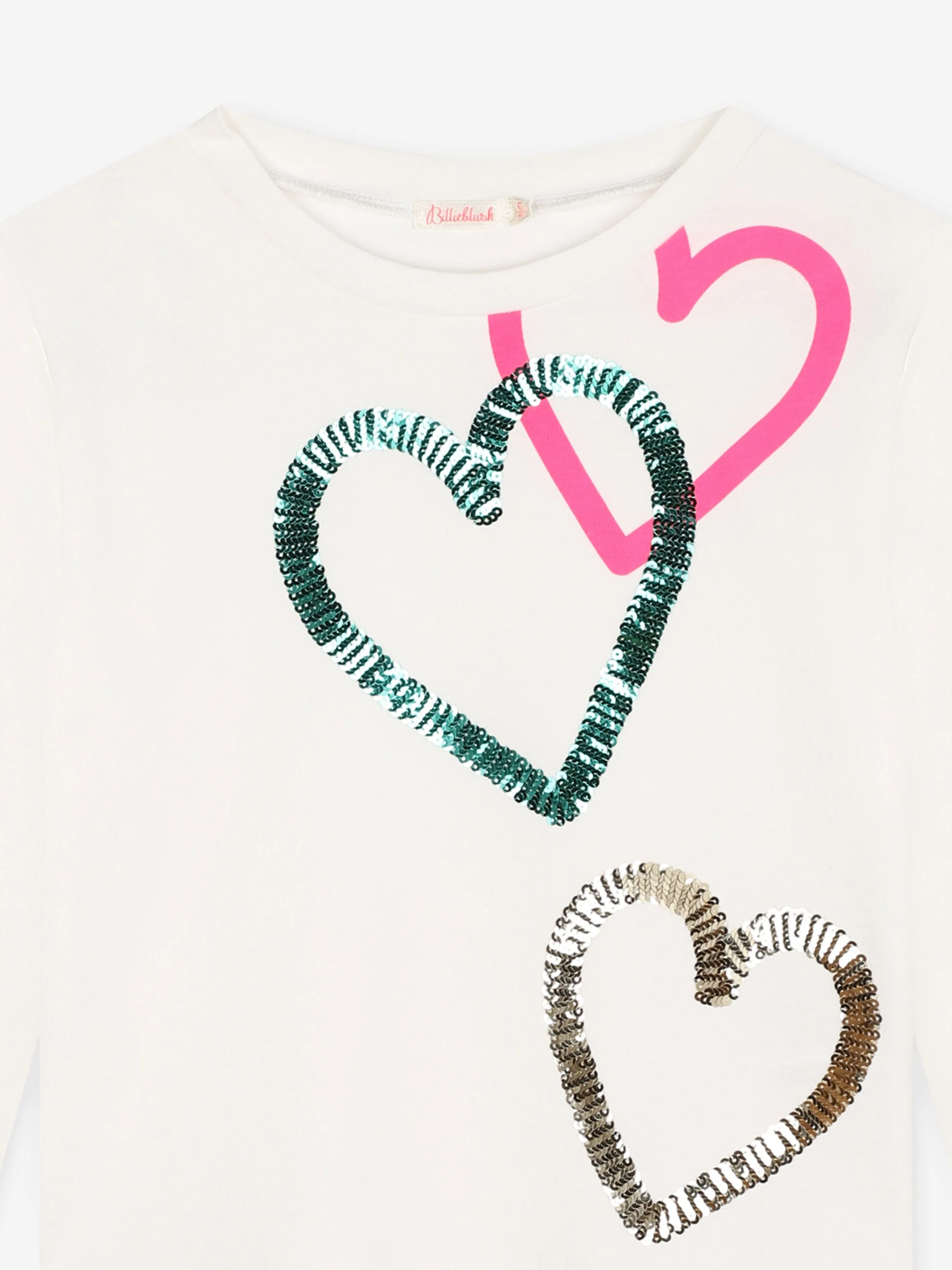 Billieblush Mädchen Langarm-Herz-T-Shirt in Elfenbein