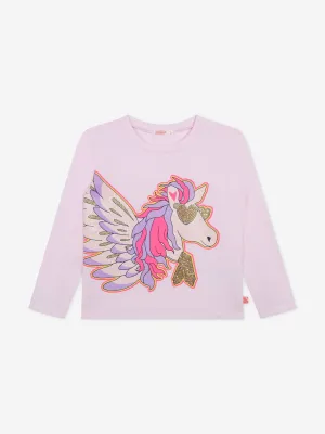 Billieblush Mädchen Langarm Pegasus T-Shirt in Pink