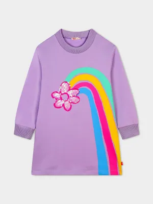 Billieblush Mädchen Regenbogen Blumen Strickkleid in Lila