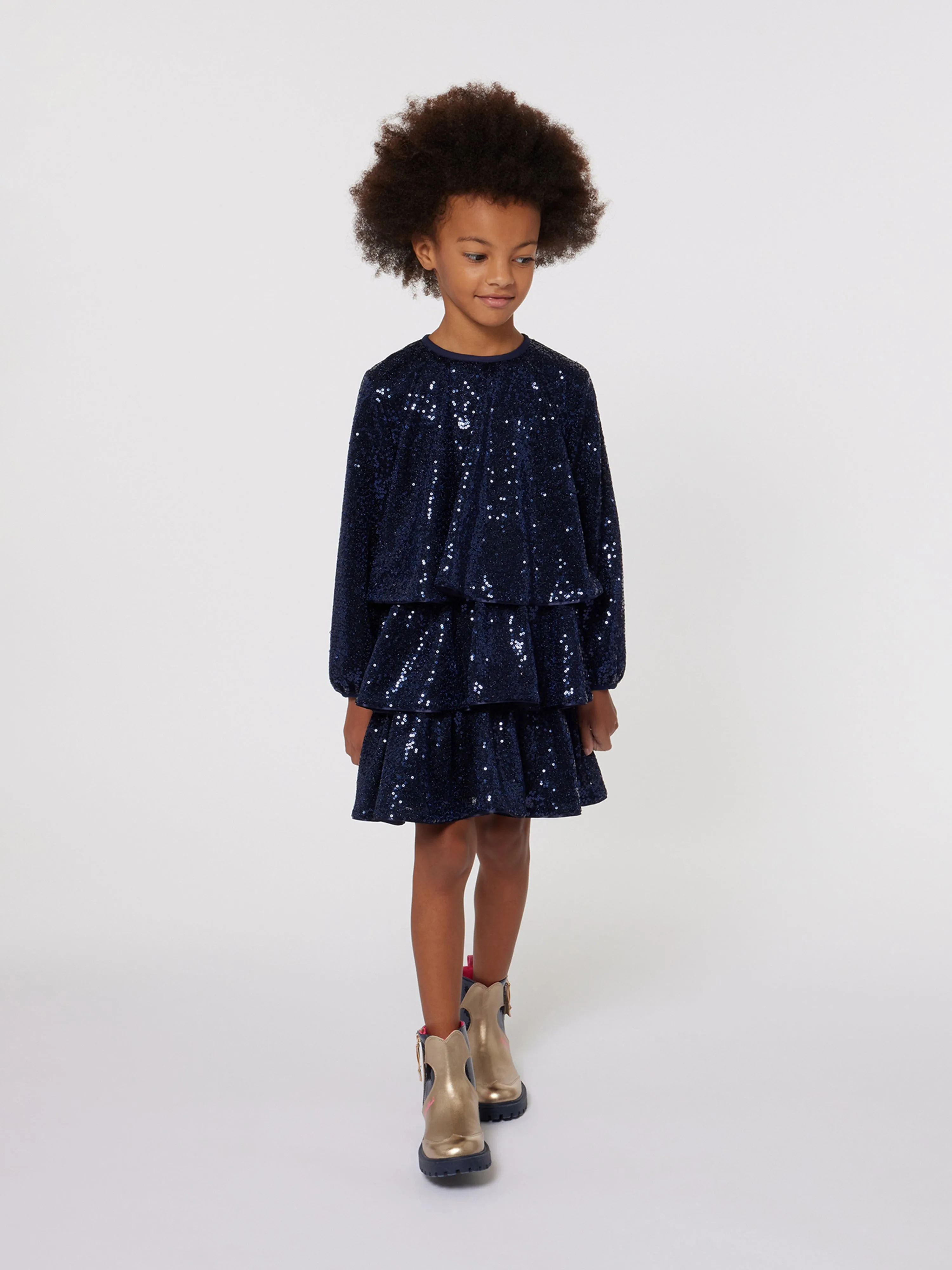 Billieblush Mädchen Glitzerfestkleid in Blau
