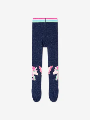 Billieblush Mädchen Einhorn Strumpfhose in Marineblau