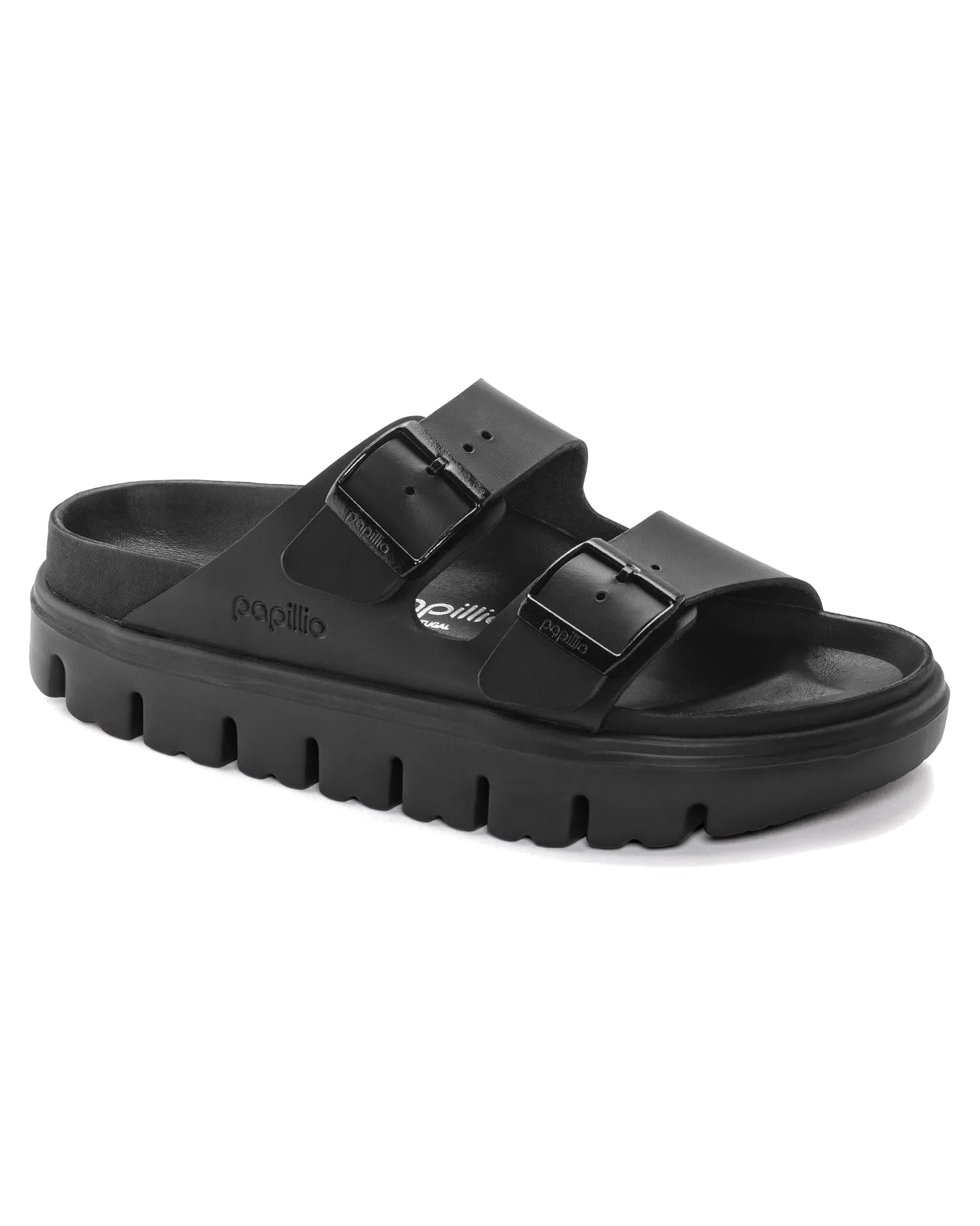 Birkenstock Schuhe Papillio Arizona Chunky Sandalen aus Naturleder in Schwarz