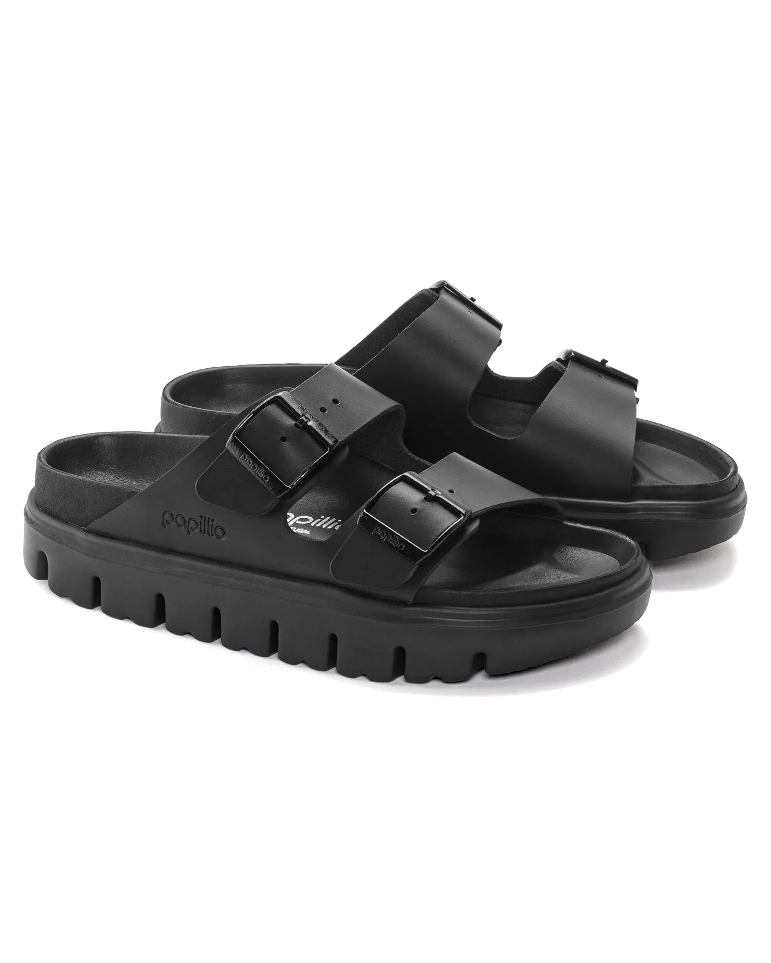 Birkenstock Schuhe Papillio Arizona Chunky Sandalen aus Naturleder in Schwarz
