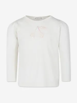 Bonpoint Mädchen Gracieuse Langarm-T-Shirt in Weiß