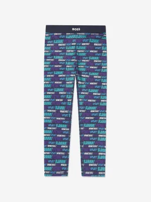 BOSS Girls Comic Pop Art Leggings in Marineblau